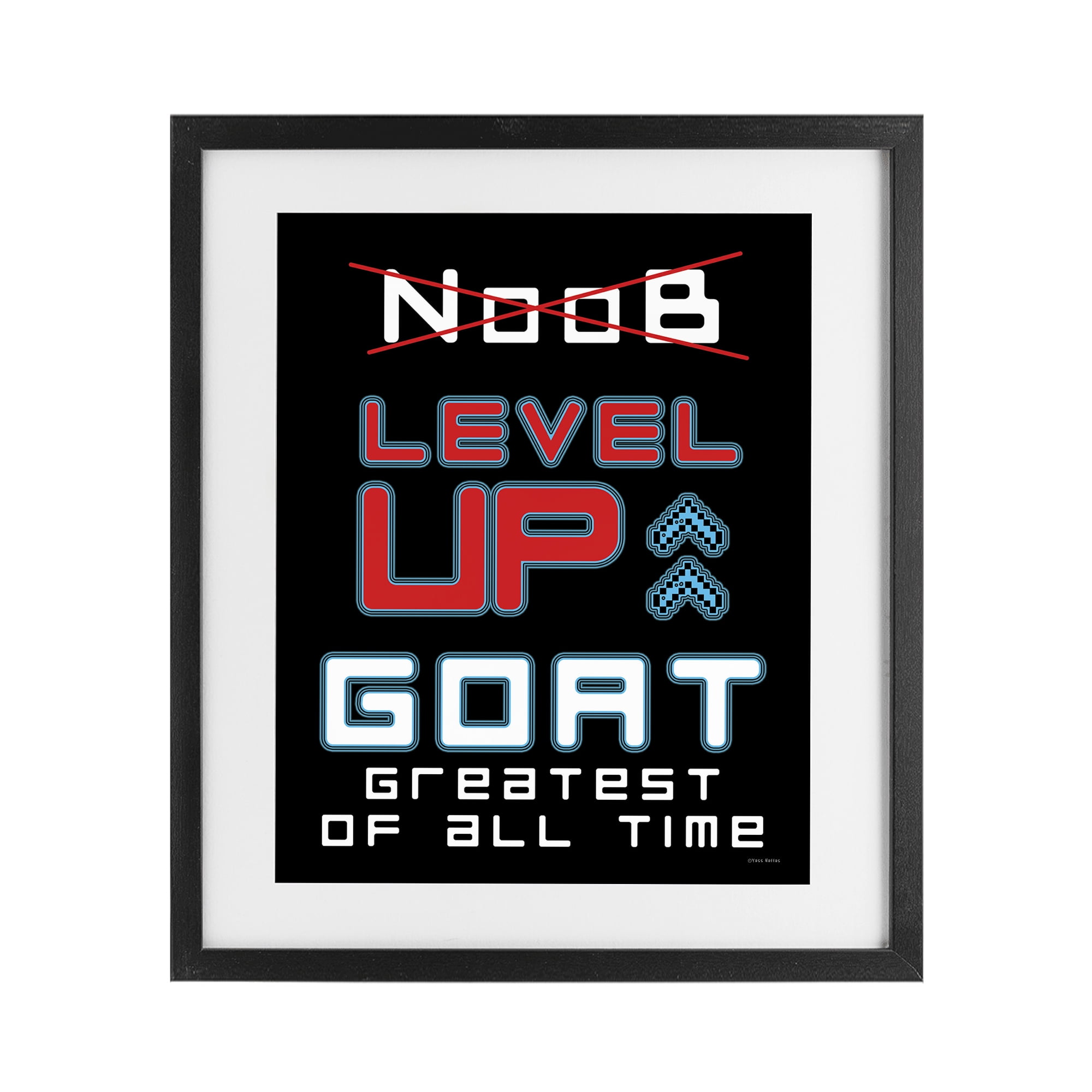 Stupell Industries Greatest Of All Time Gamer Black Framed Print Under Glass, design by Yass Naffas Designs