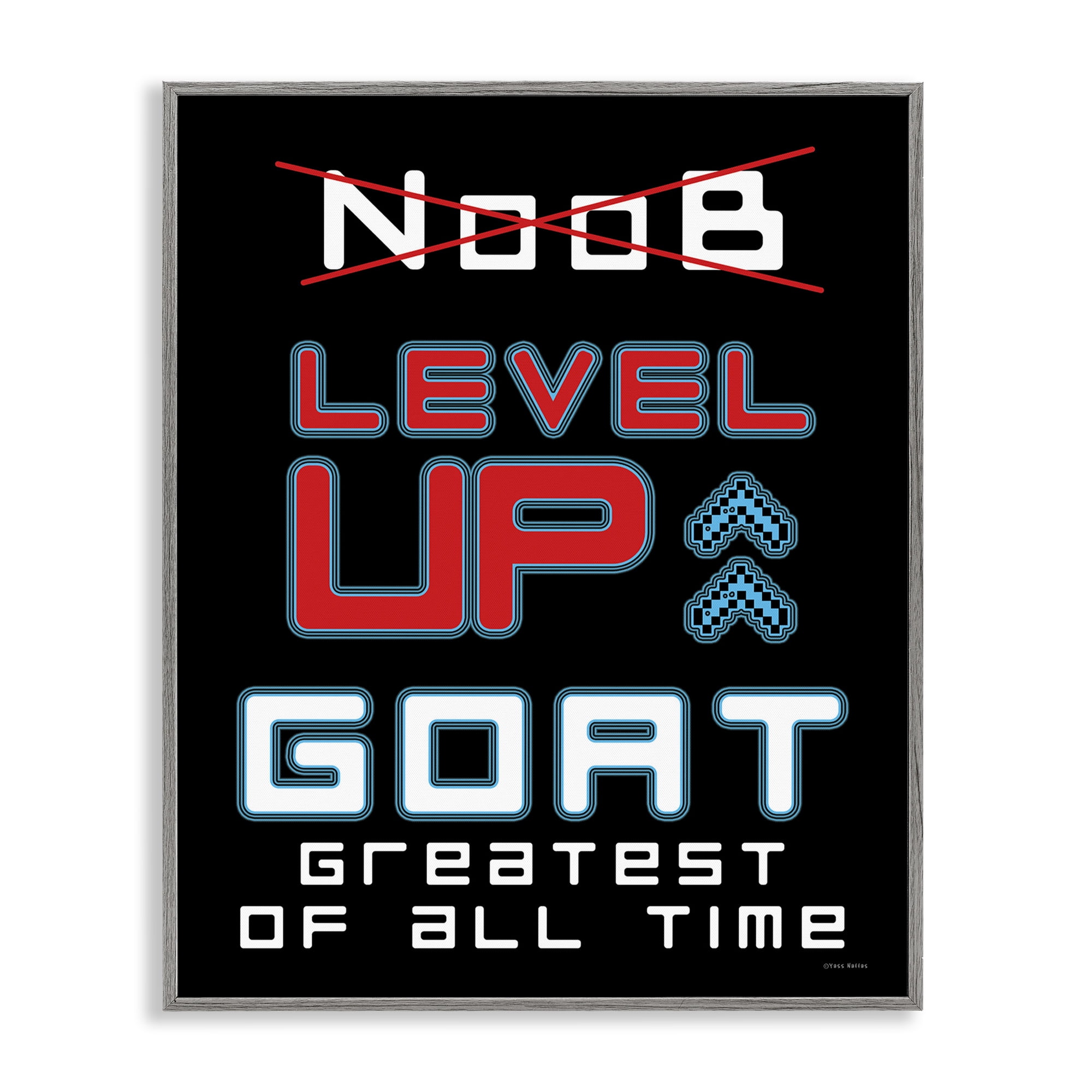 Stupell Industries Greatest Of All Time Gamer Gray Framed Giclee Art, design by Yass Naffas Designs