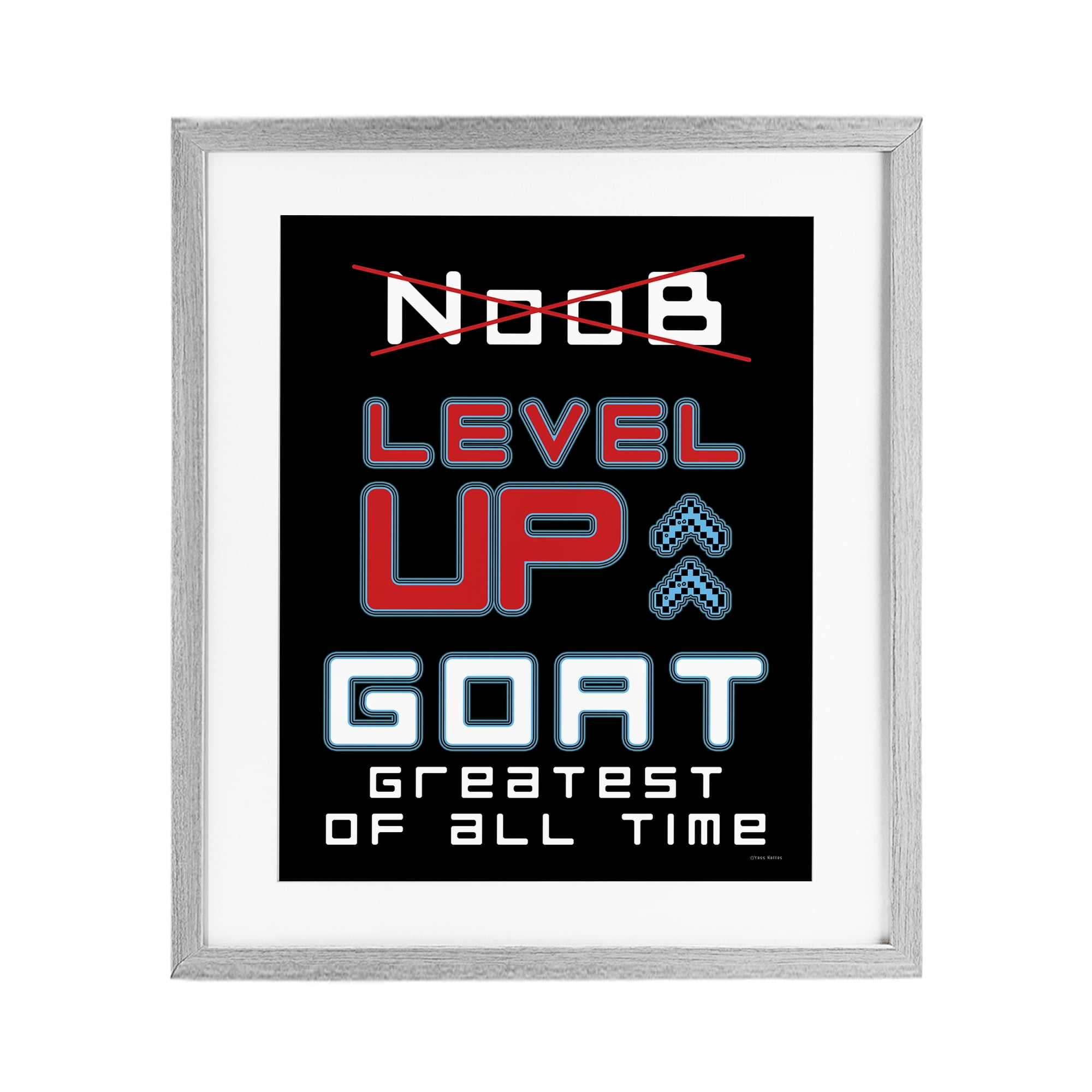 Stupell Industries Greatest Of All Time Gamer Gray Framed Print Under Glass, design by Yass Naffas Designs