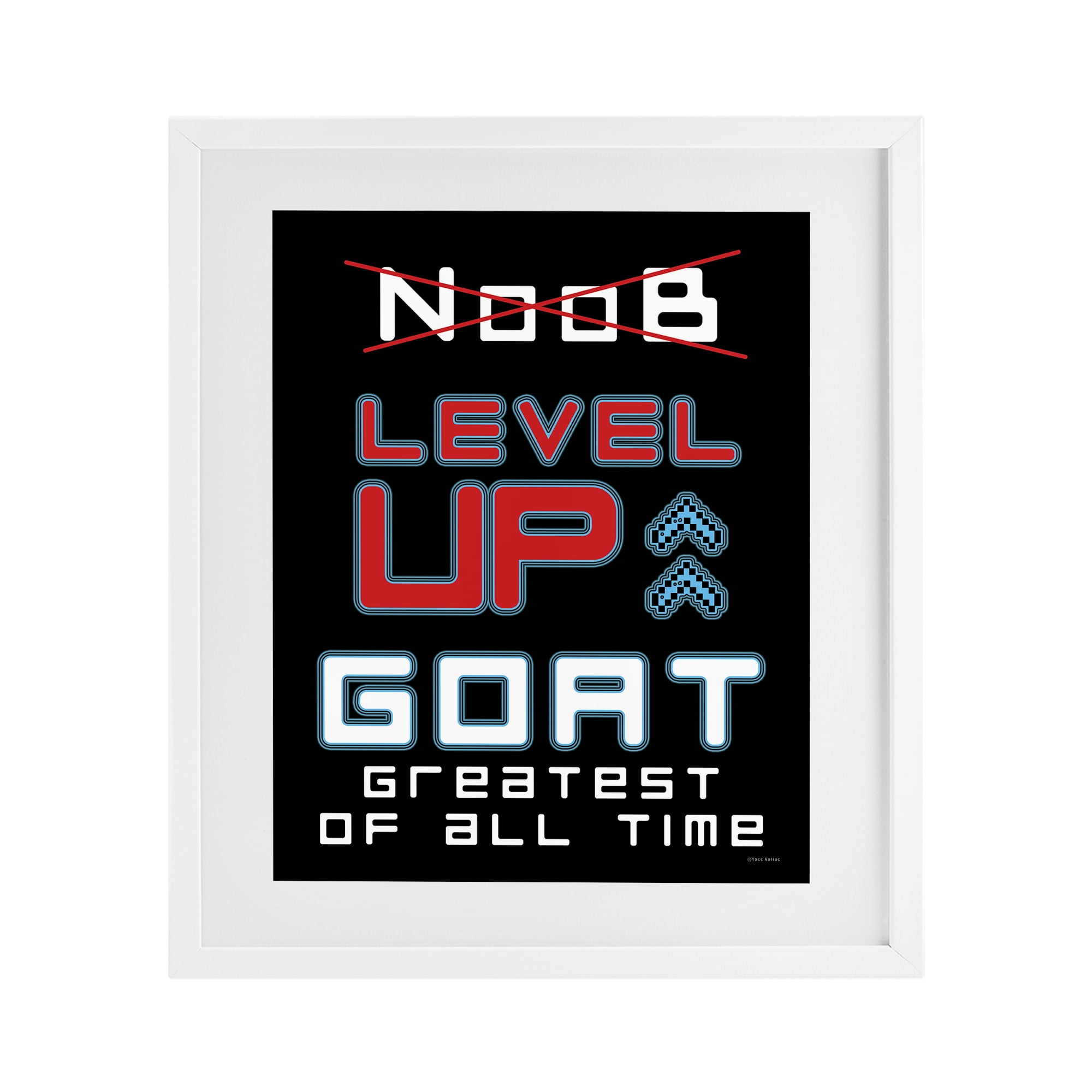 Stupell Industries Greatest Of All Time Gamer White Framed Print Under Glass, design by Yass Naffas Designs