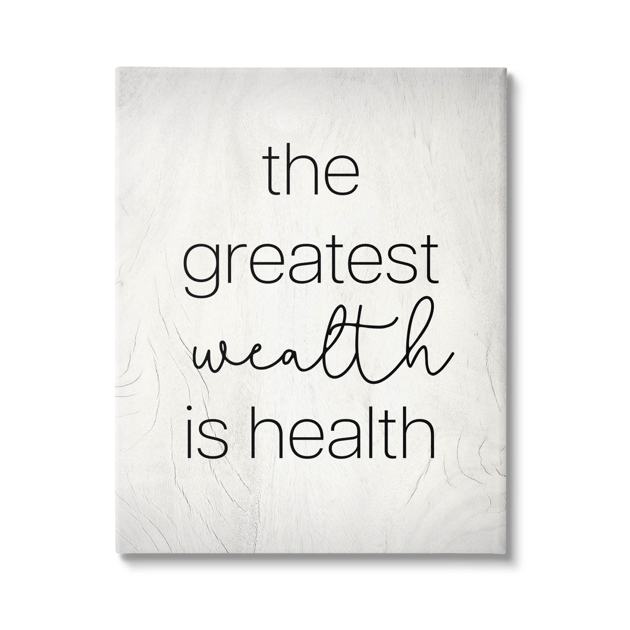 Stupell Industries Greatest Wealth Is Health Phrase Graphic Art Gallery Wrapped Canvas Print Wall Art, Design by Lil' Rue