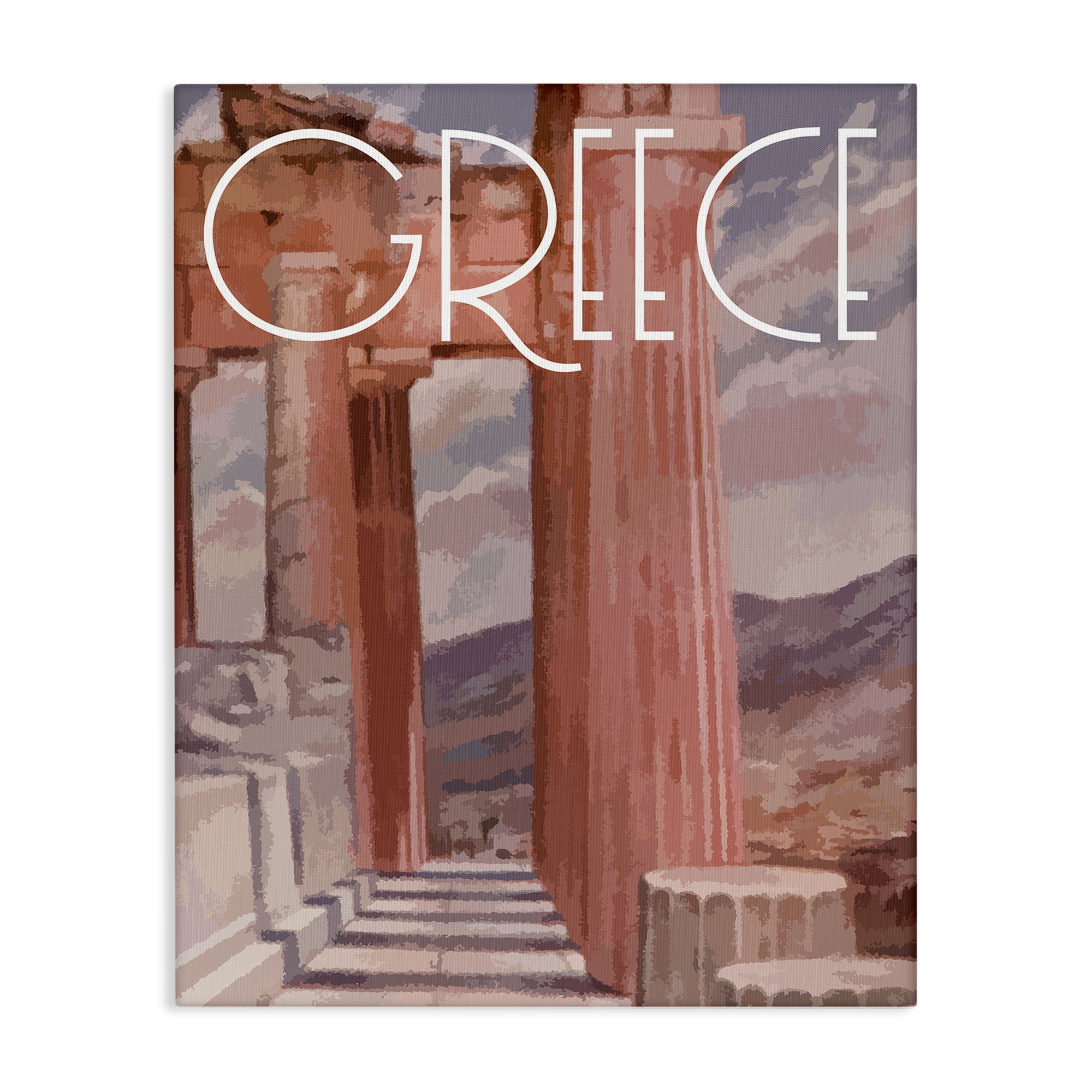 Stupell Industries Greece City Landmarks Buildings & Architecture Painting Wrapped Canvas Art Print Wall Art, 30 x 40