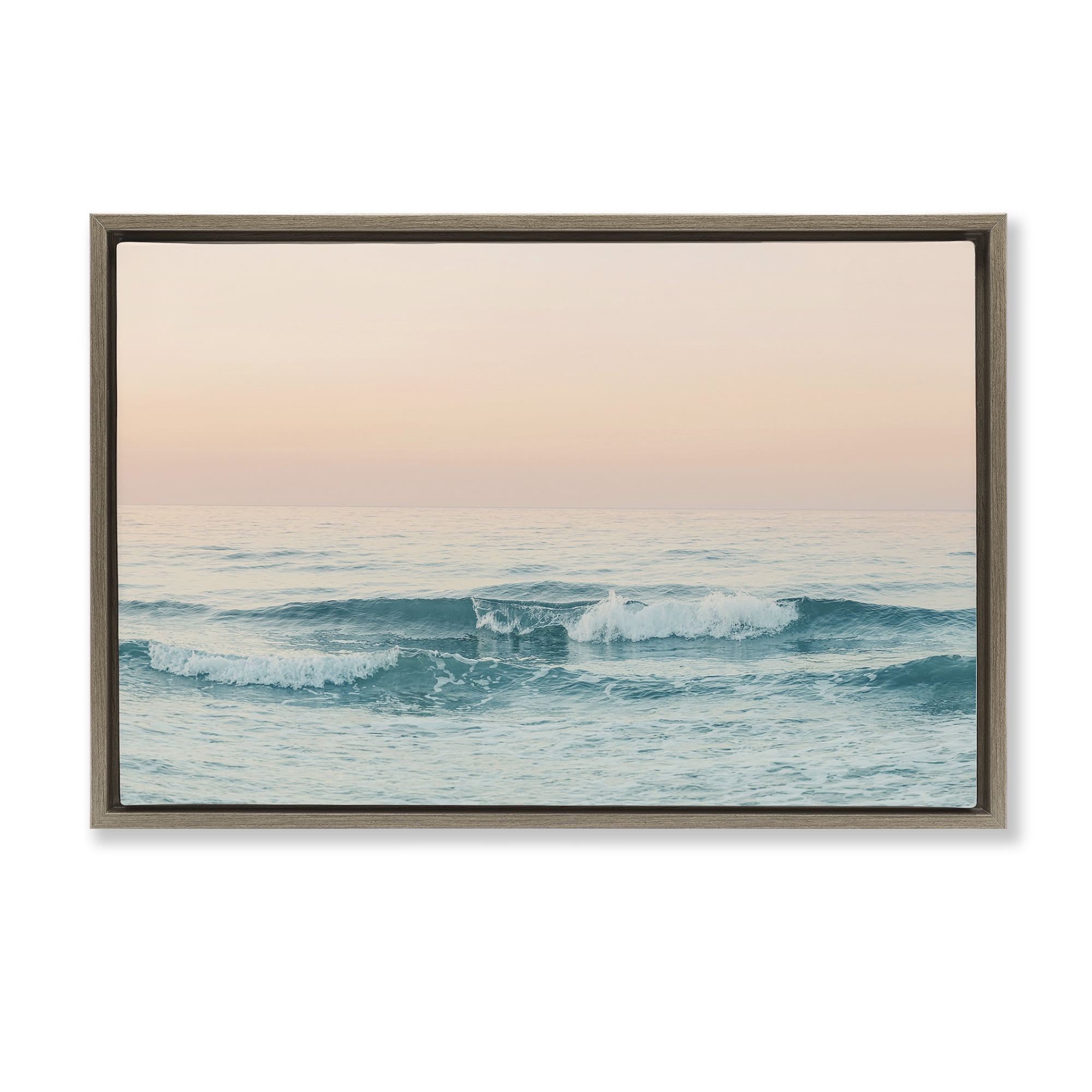Stupell Industries Greece Ocean Waves Nautical & Beach Photography Brown Floater Framed Canvas Art Print Wall Art, 25 x 17