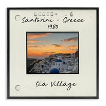 Stupell Industries Greece Travel City View Architecture Painting Black Framed Art Print Wall Art, 12 x 12