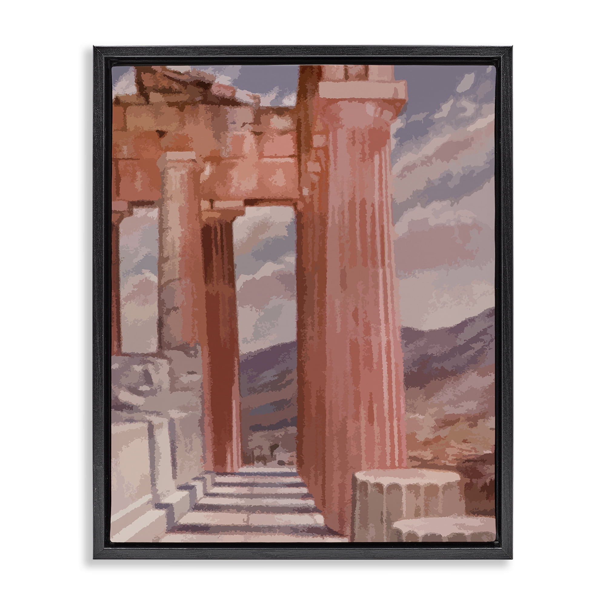 Stupell Industries Greek Architecture View Buildings & Architecture Painting Black Floater Framed Canvas Art Print Wall Art, 17 x 21