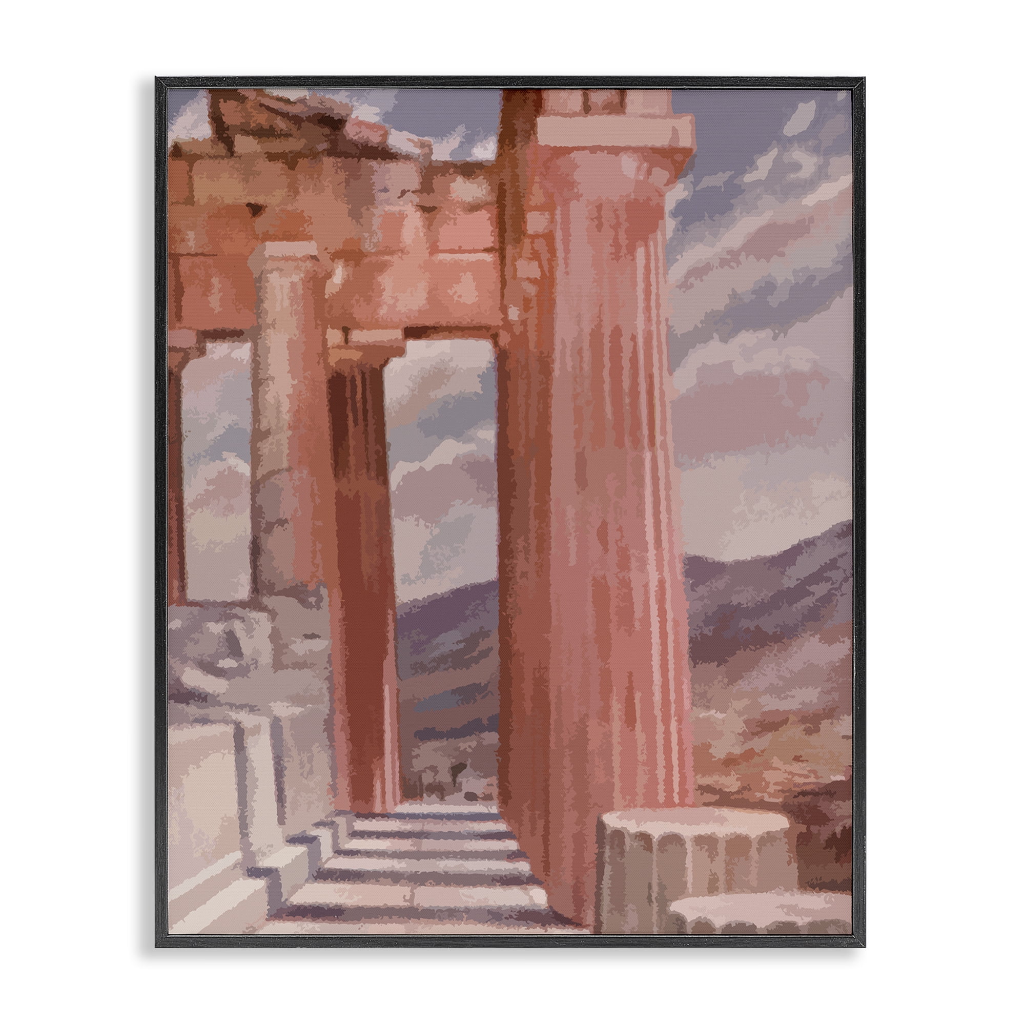 Stupell Industries Greek Architecture View Buildings & Architecture Painting Black Framed Art Print Wall Art, 11 x 14