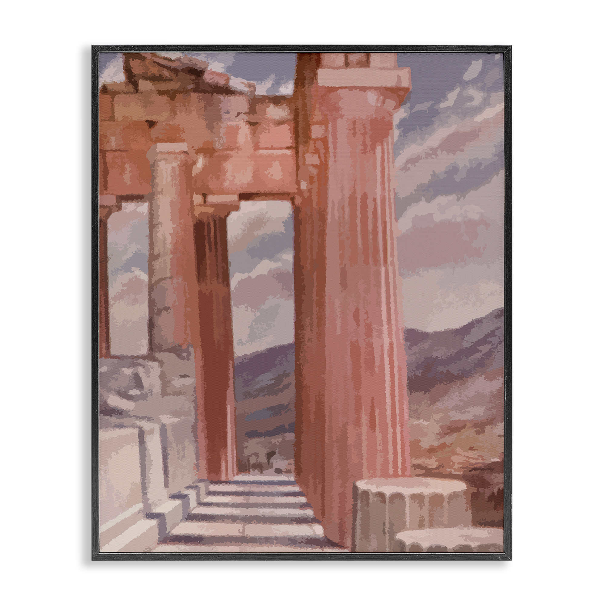Stupell Industries Greek Architecture View Buildings & Architecture Painting Black Framed Art Print Wall Art, 24 x 30