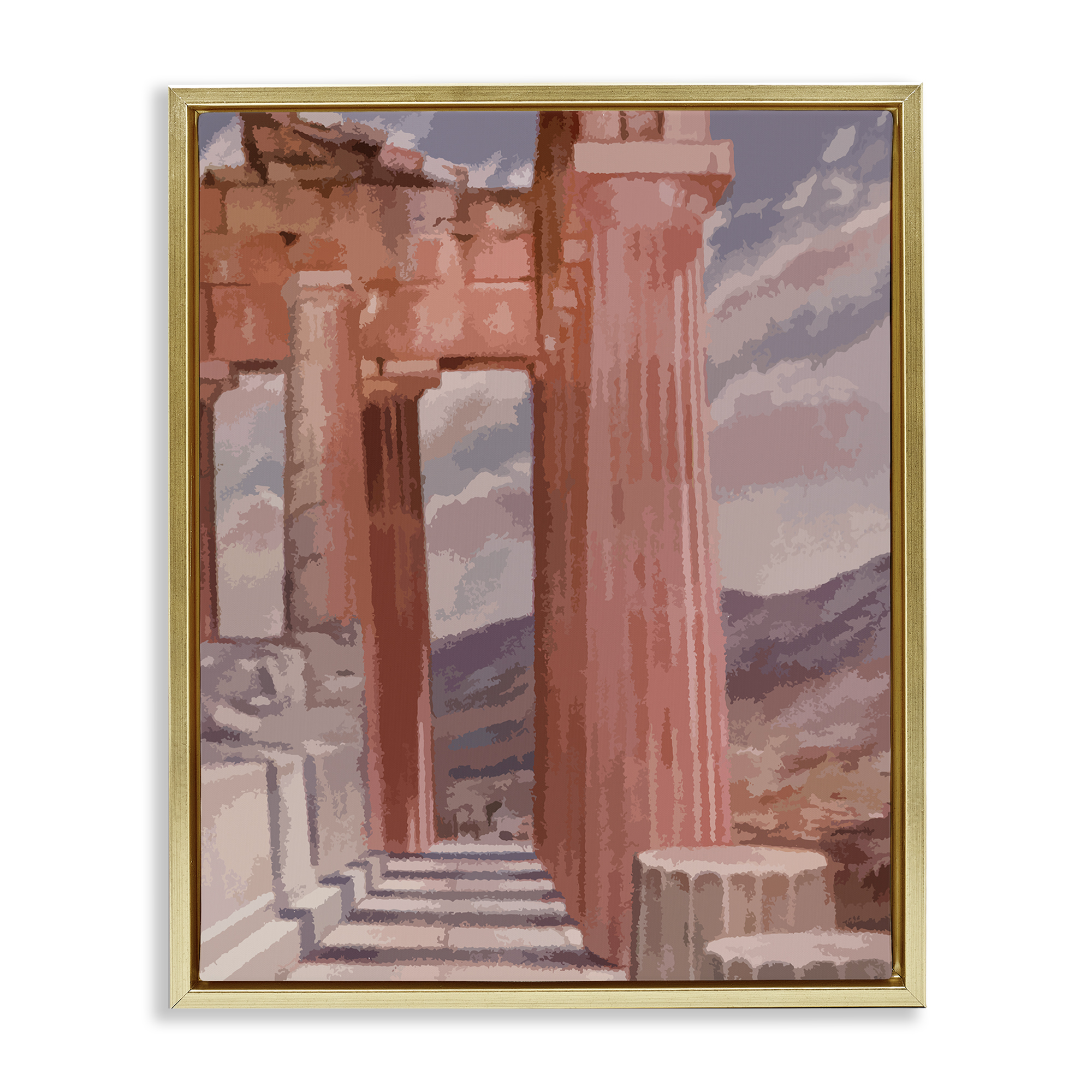 Stupell Industries Greek Architecture View Buildings & Architecture Painting Gold Floater Framed Canvas Art Print Wall Art, 25 x 31
