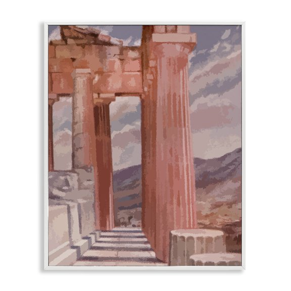 Stupell Industries Greek Architecture View Buildings & Architecture Painting White Framed Art Print Wall Art, 16 x 20