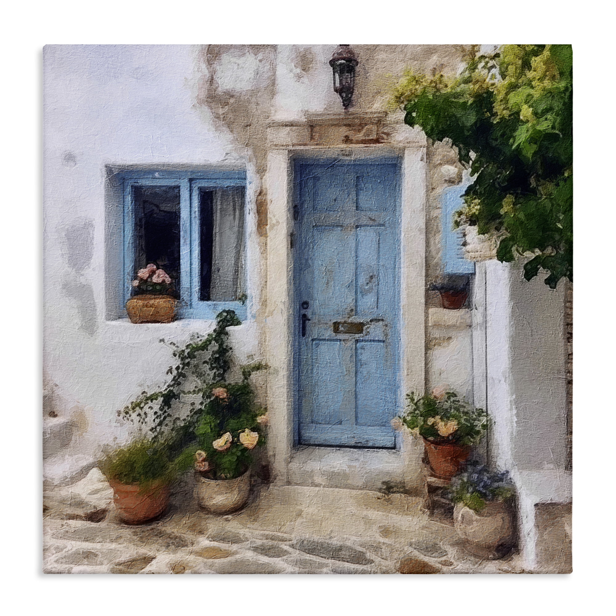 Stupell Industries Greek Door Architecture Town & City Painting Gallery Wrapped Canvas Art Print Wall Art, 36 x 36