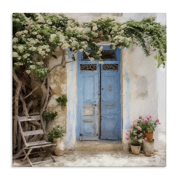 Stupell Industries Greek Doorway with Tree Town & City Painting Gallery Wrapped Canvas Art Print Wall Art, 17 x 17