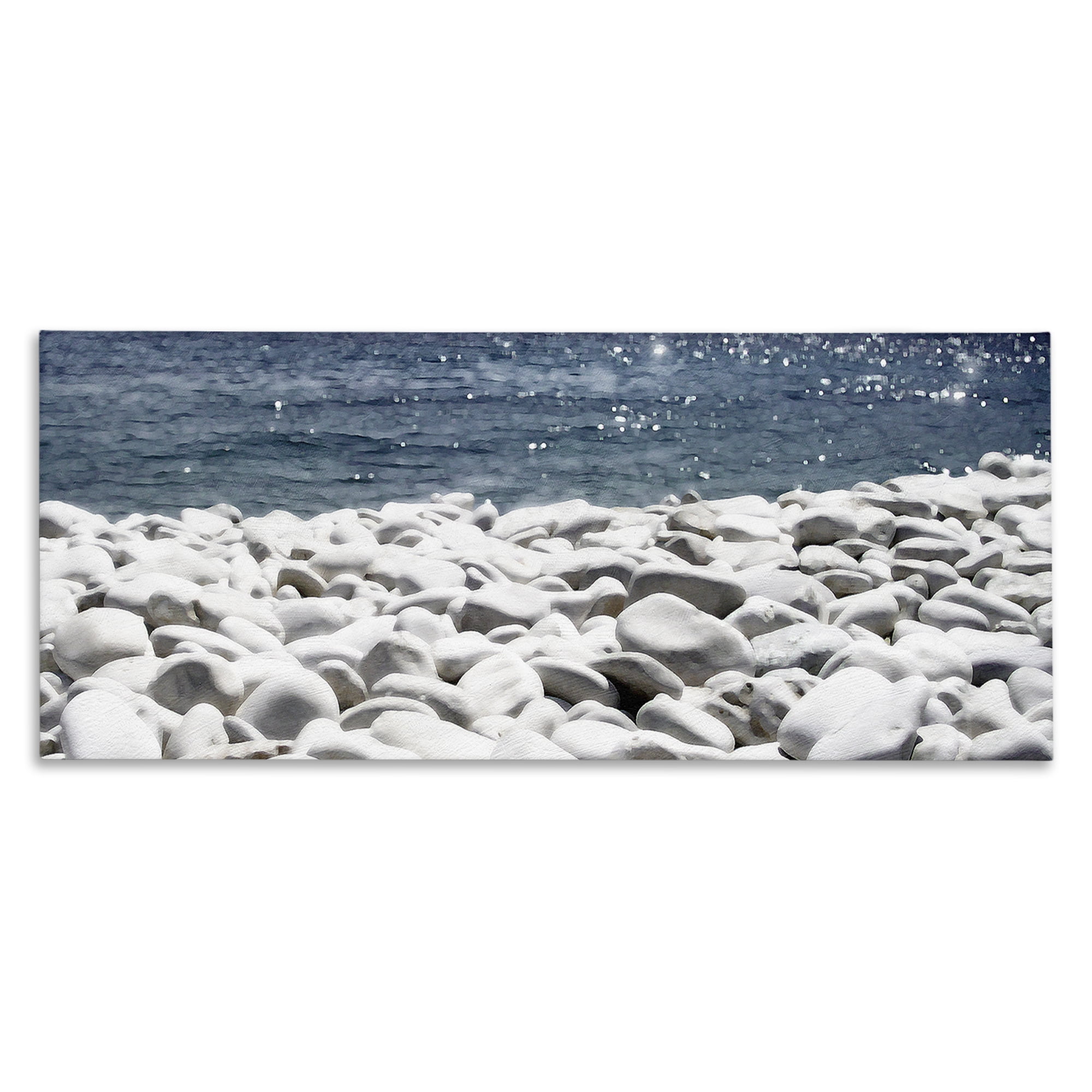 Stupell Industries Greek Pebbles Shore Landscape & Nature Photography Wrapped Canvas Art Print Wall Art, 30 x 13