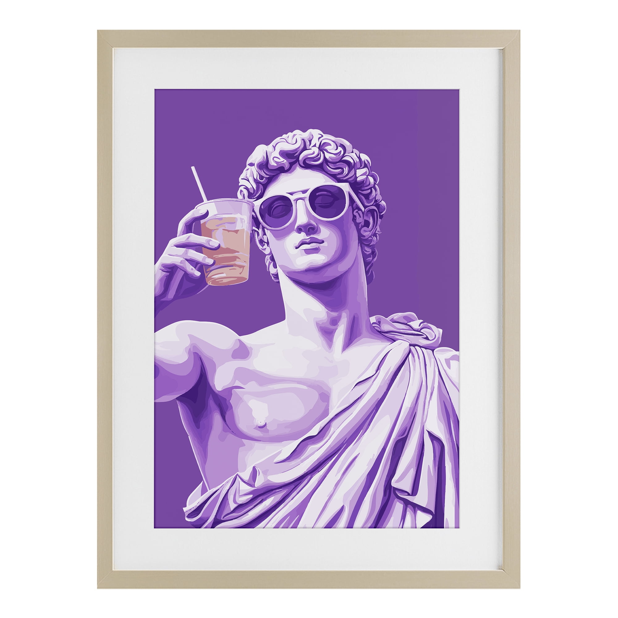 Stupell Industries Greek Statue Cheers Birch Framed Print Under Glass, design by Andreas Magnusson