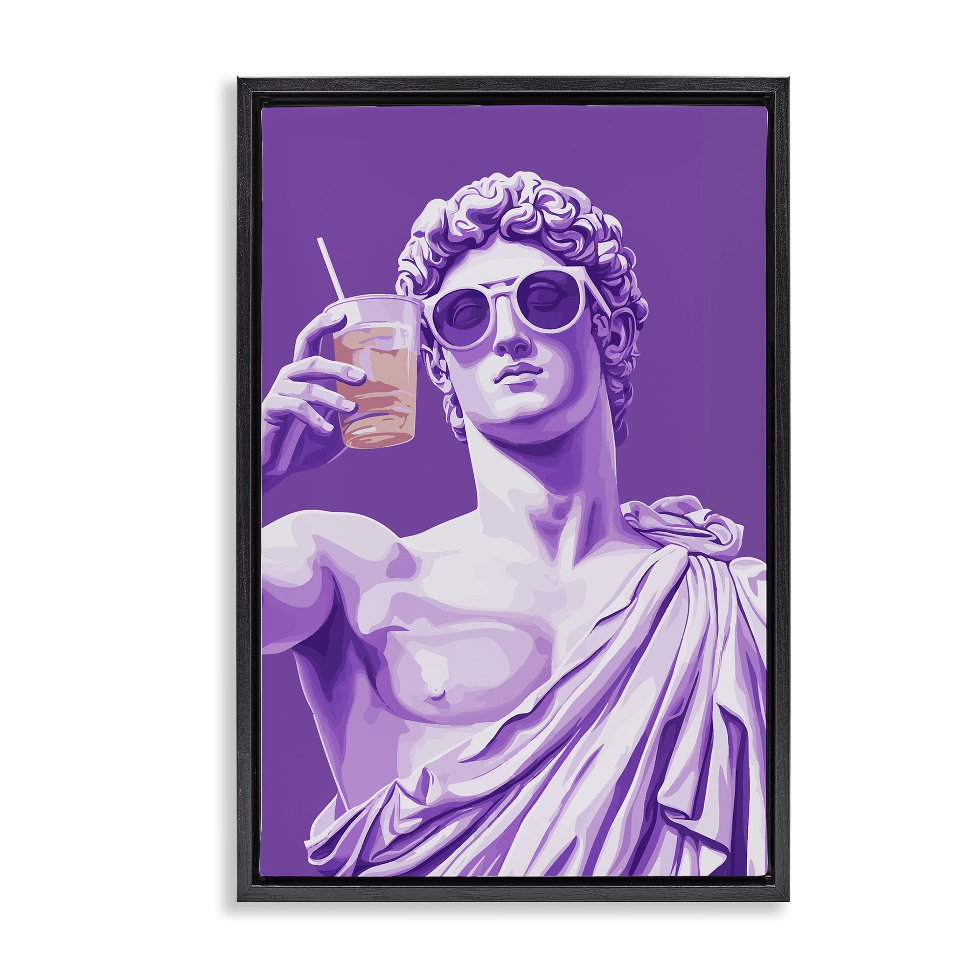 Stupell Industries Greek Statue Cheers Black Framed Floater Canvas Wall Art, design by Andreas Magnusson