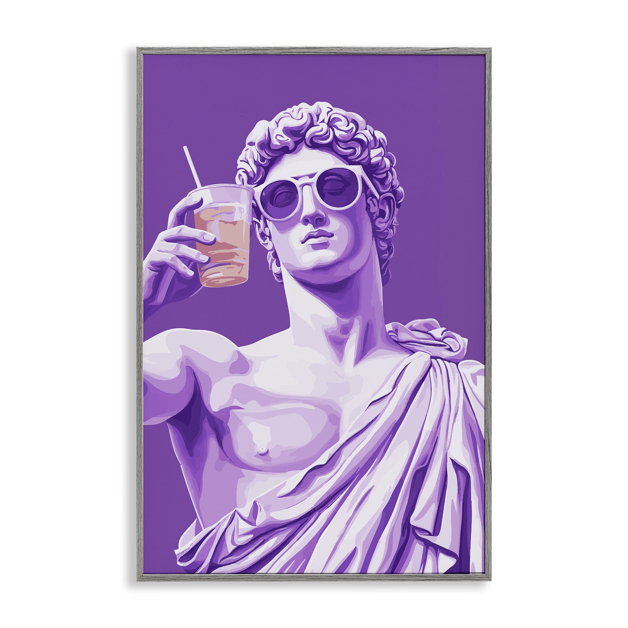 Stupell Industries Greek Statue Cheers Gray Framed Giclee Art, design by Andreas Magnusson