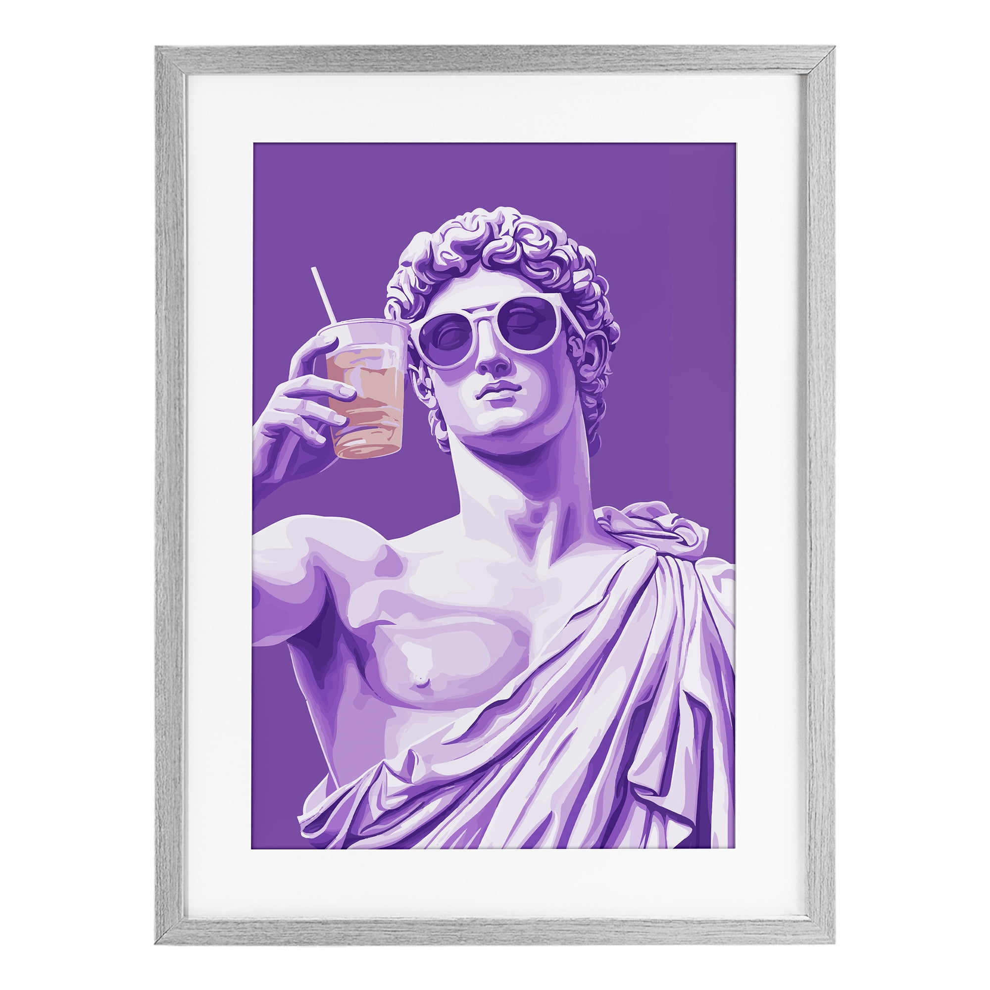 Stupell Industries Greek Statue Cheers Gray Framed Print Under Glass, design by Andreas Magnusson