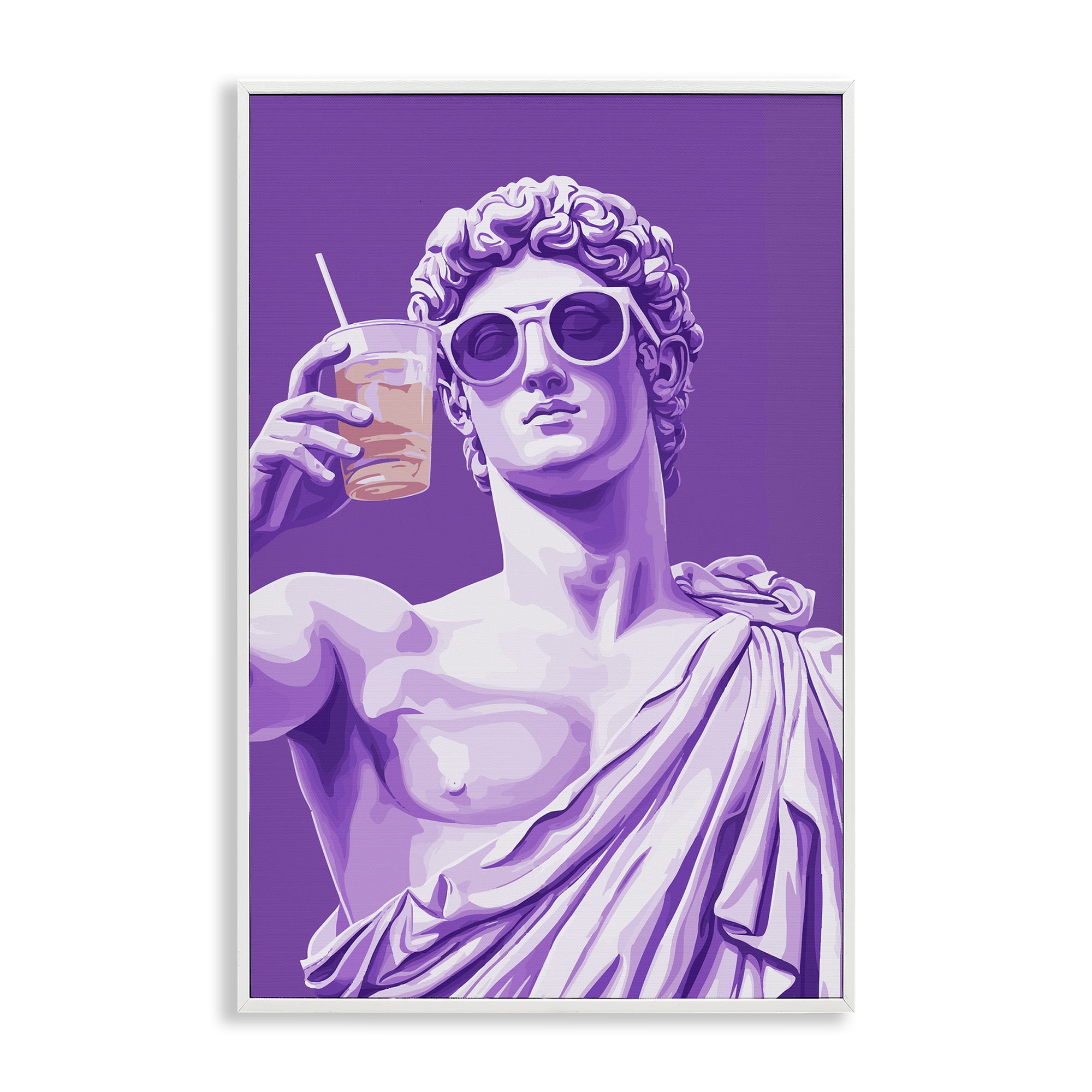 Stupell Industries Greek Statue Cheers White Framed Giclee Art, design by Andreas Magnusson