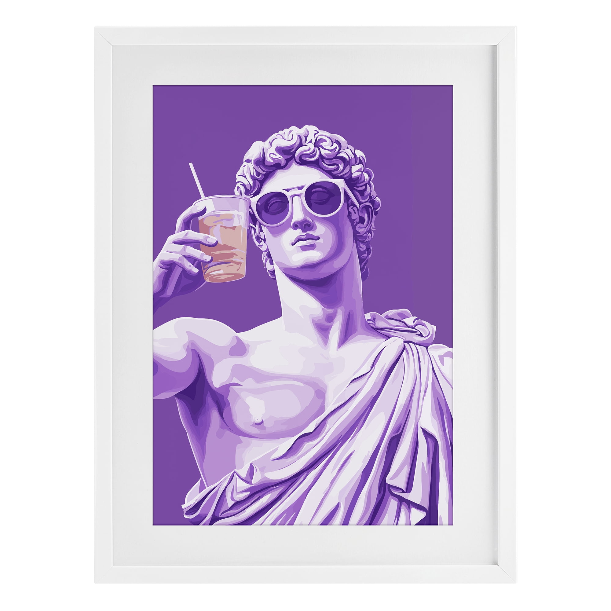 Stupell Industries Greek Statue Cheers White Framed Print Under Glass, design by Andreas Magnusson