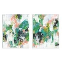Stupell Industries Green Abstract Layers Abstract Painting Unframed Art Print Wall Art, 11 x 14, Set of 2