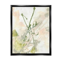 Stupell Industries Green Abstract Splatter Abstract Painting Black Floater Framed Canvas Art Print Wall Art, 17 x 21