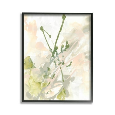 Stupell Industries Green Abstract Splatter Abstract Painting Black Framed Art Print Wall Art, 11 x 14