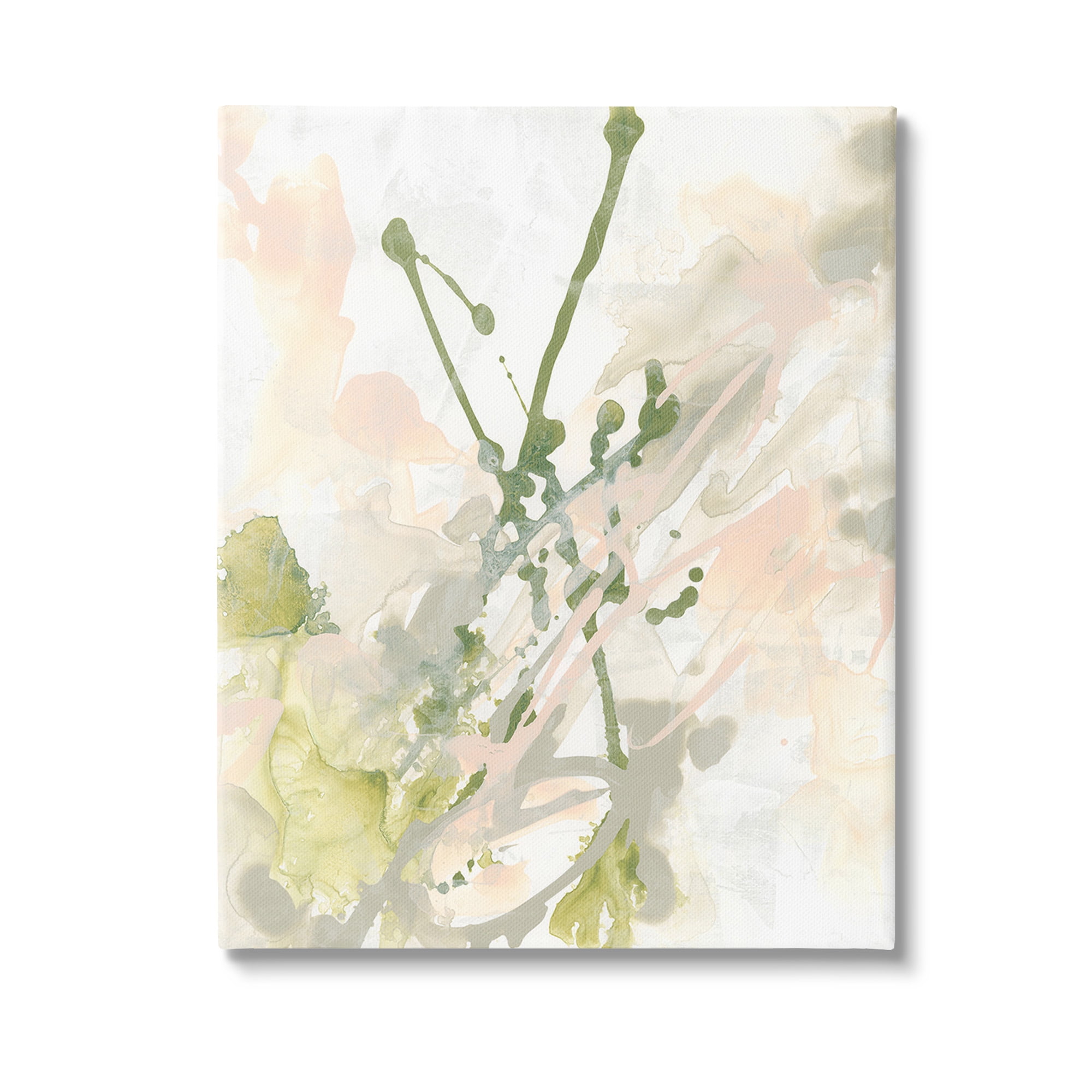 Stupell Industries Green Abstract Splatter Abstract Painting Gallery Wrapped Canvas Art Print Wall Art, 24 x 30