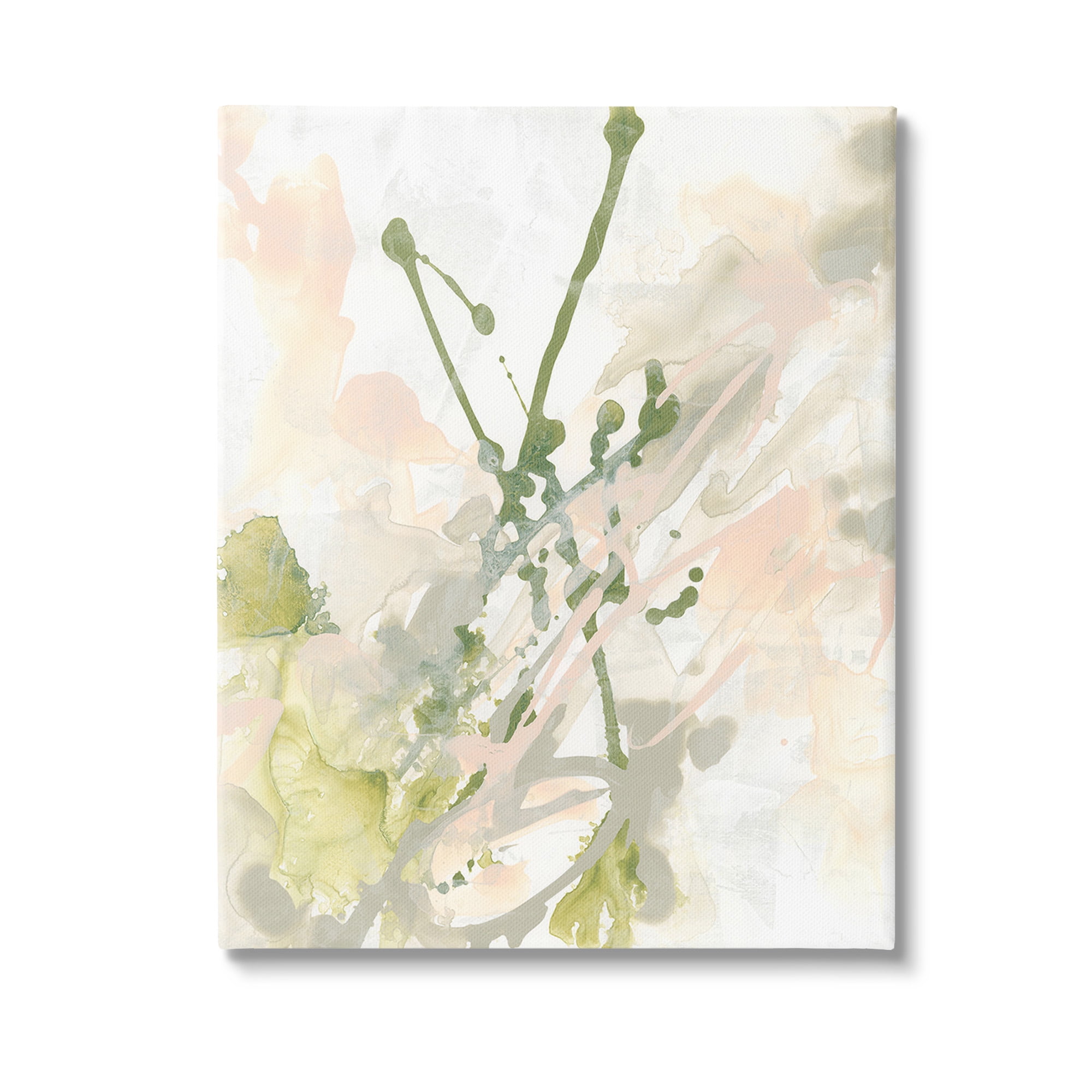 Stupell Industries Green Abstract Splatter Abstract Painting Gallery Wrapped Canvas Art Print Wall Art, 30 x 40