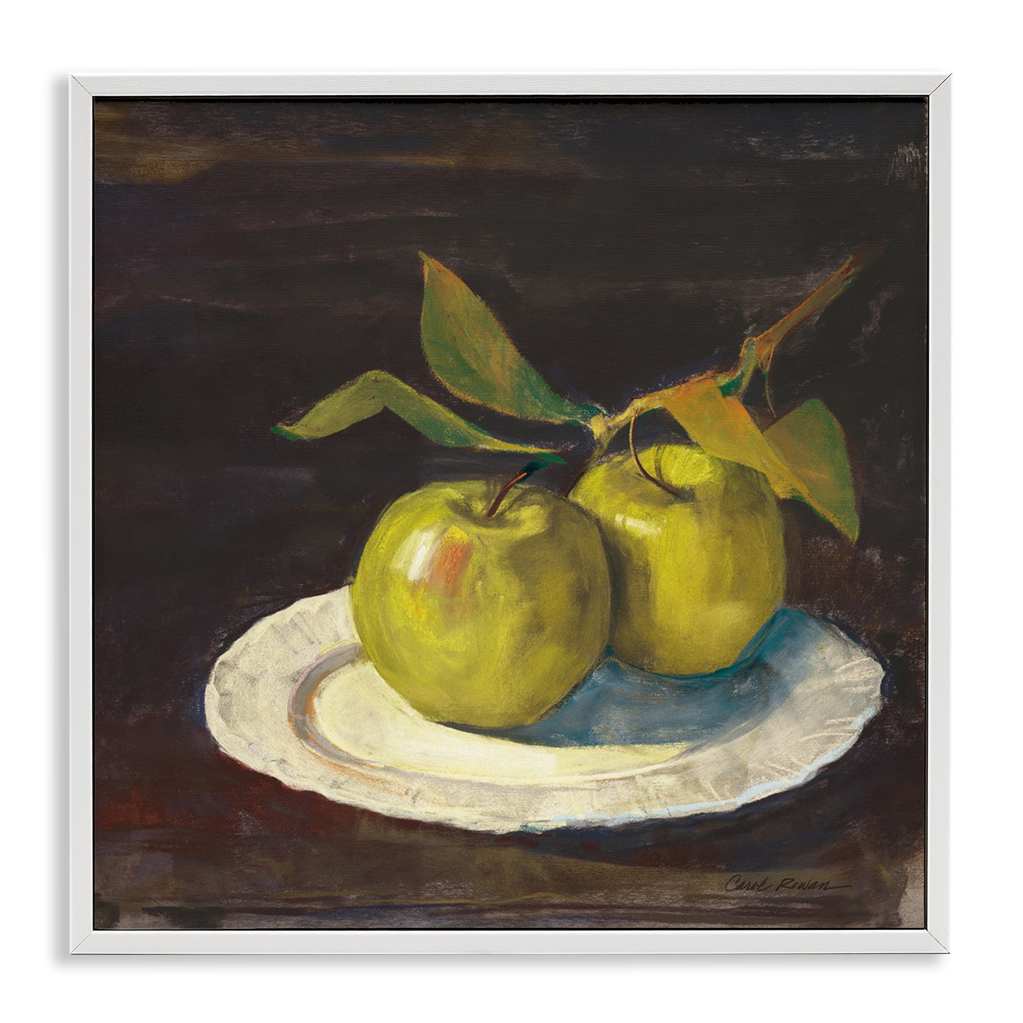 Stupell Industries Green Apple Still Life Food & Beverage Painting White Framed Art Print Wall Art, 24 x 24