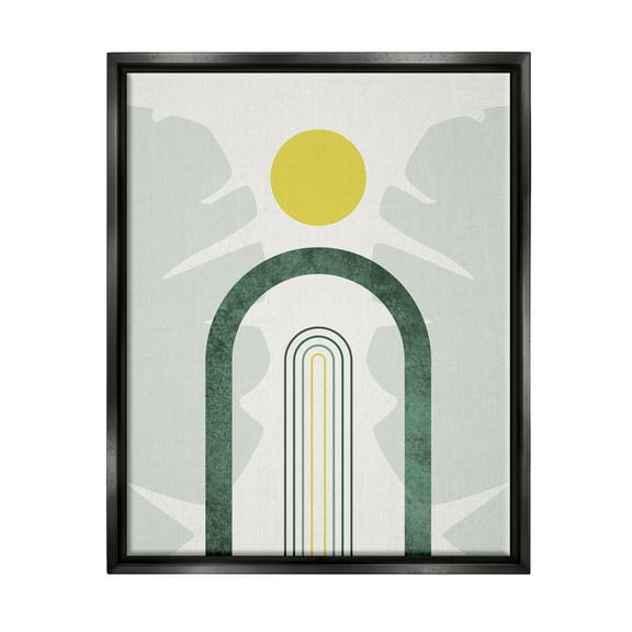 Stupell Industries Green Arches Tropical Abstraction Abstract Painting Black Floater Framed Art Print Wall Art
