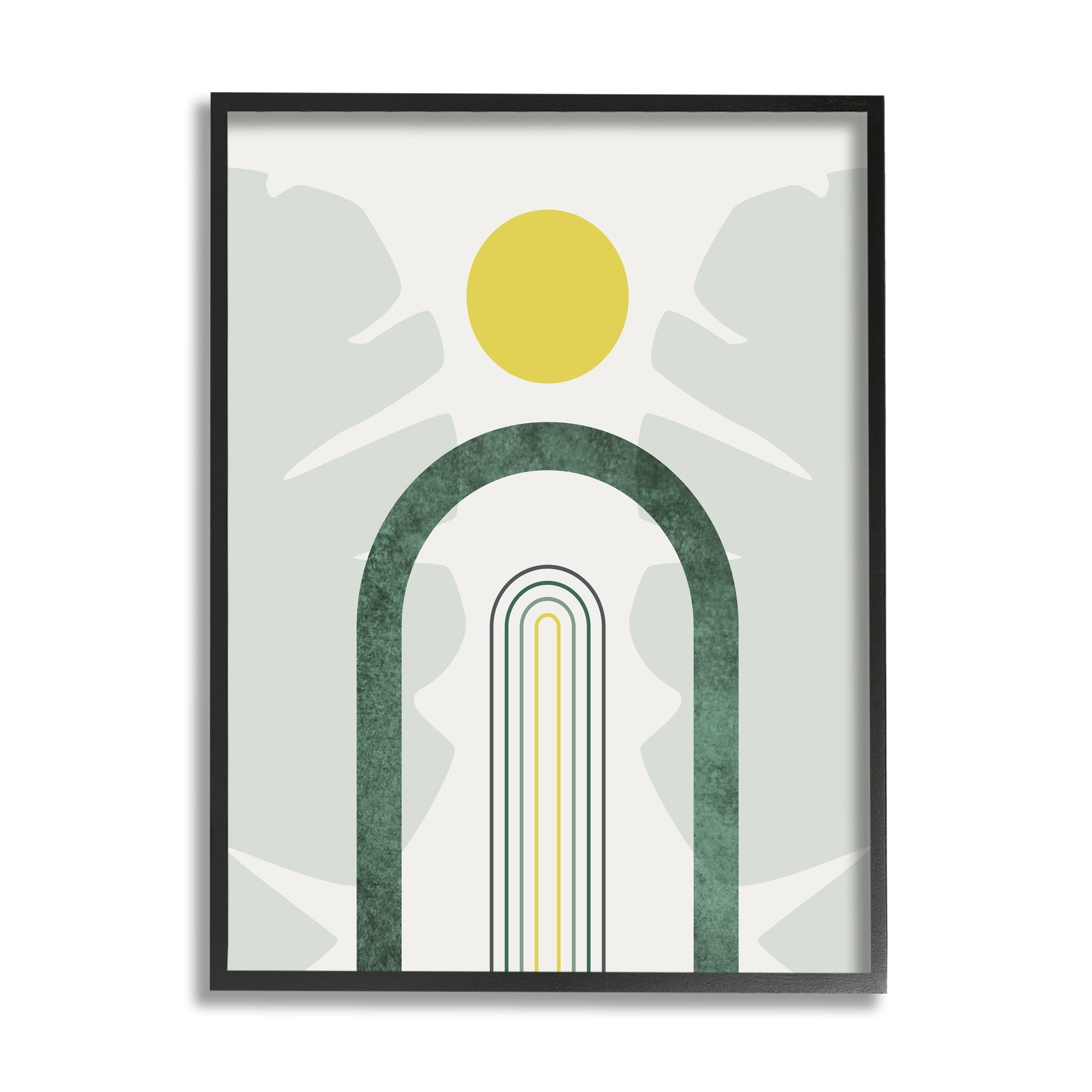 Stupell Industries Green Arches Tropical Abstraction Abstract Painting Black Framed Art Print Wall Art