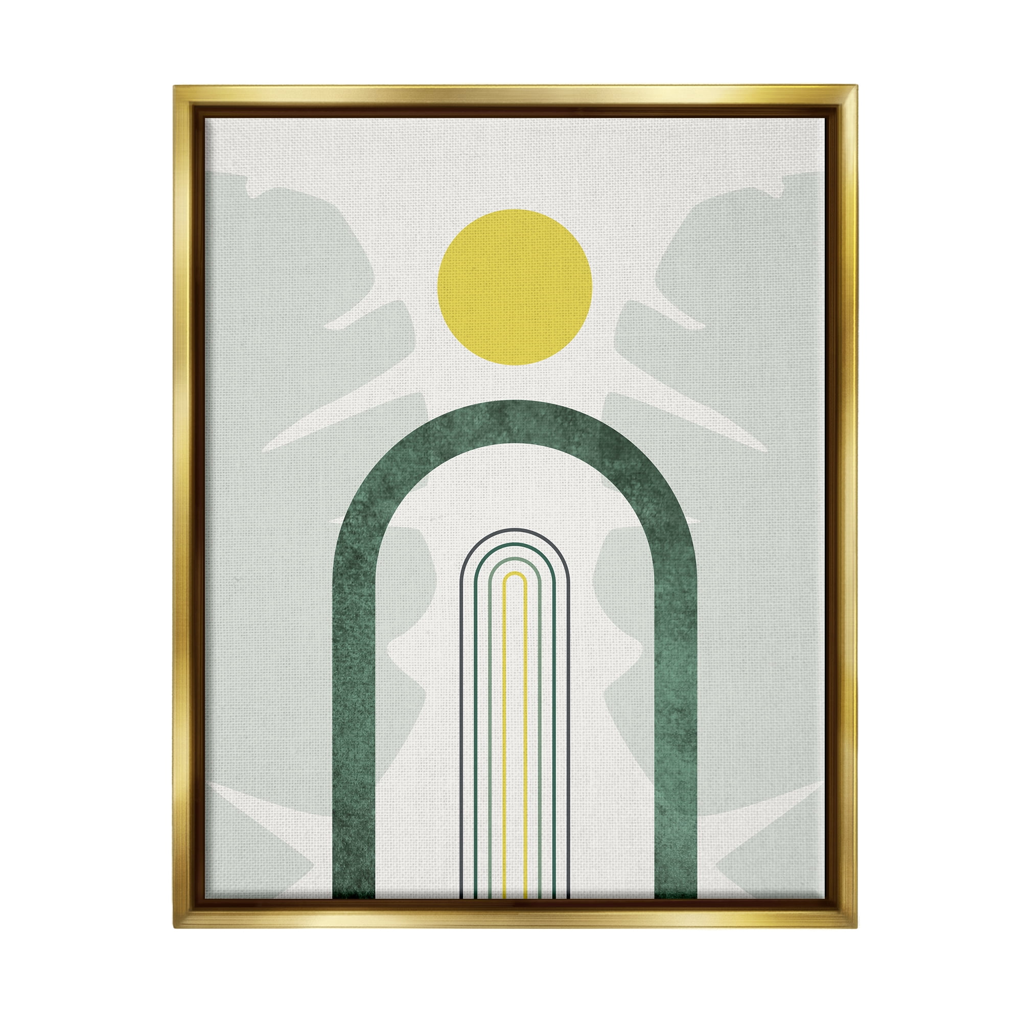 Stupell Industries Green Arches Tropical Abstraction Abstract Painting Gold Floater Framed Art Print Wall Art