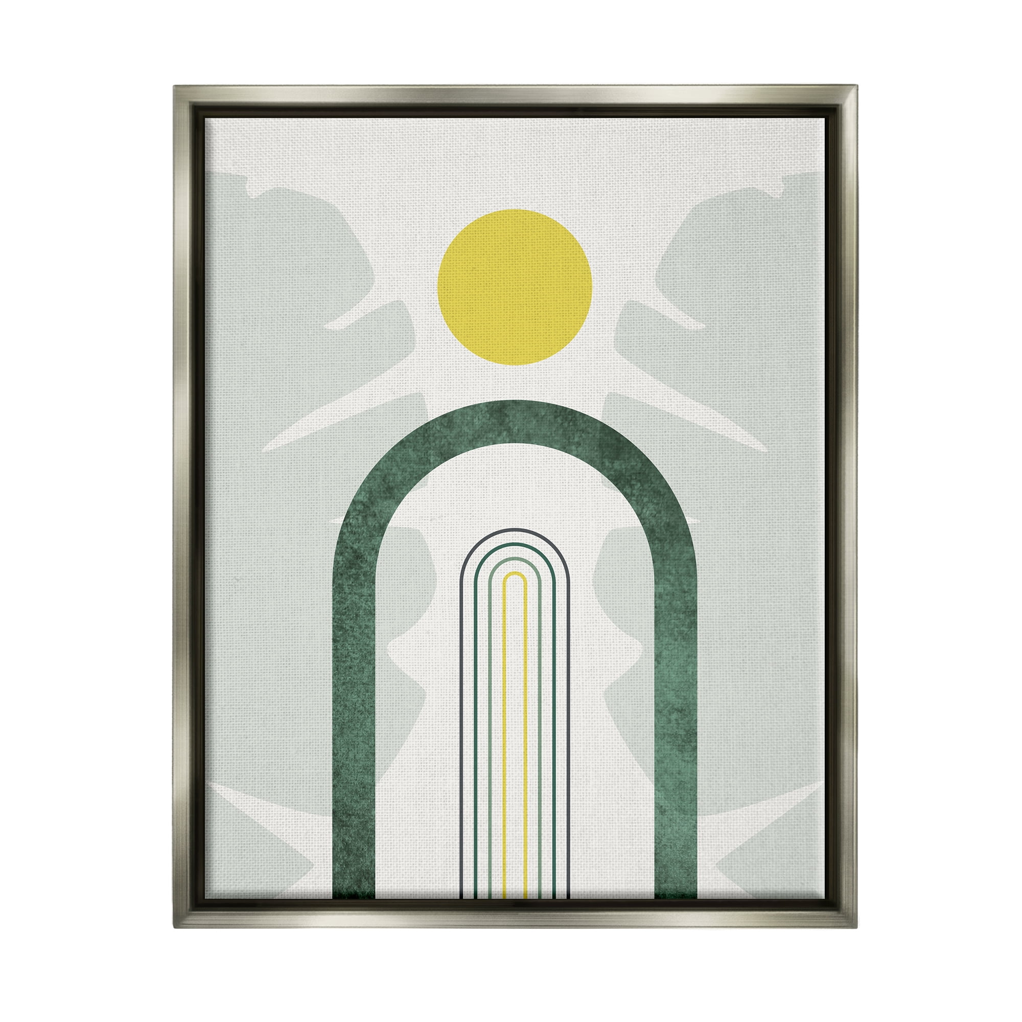 Stupell Industries Green Arches Tropical Abstraction Abstract Painting Gray Floater Framed Art Print Wall Art