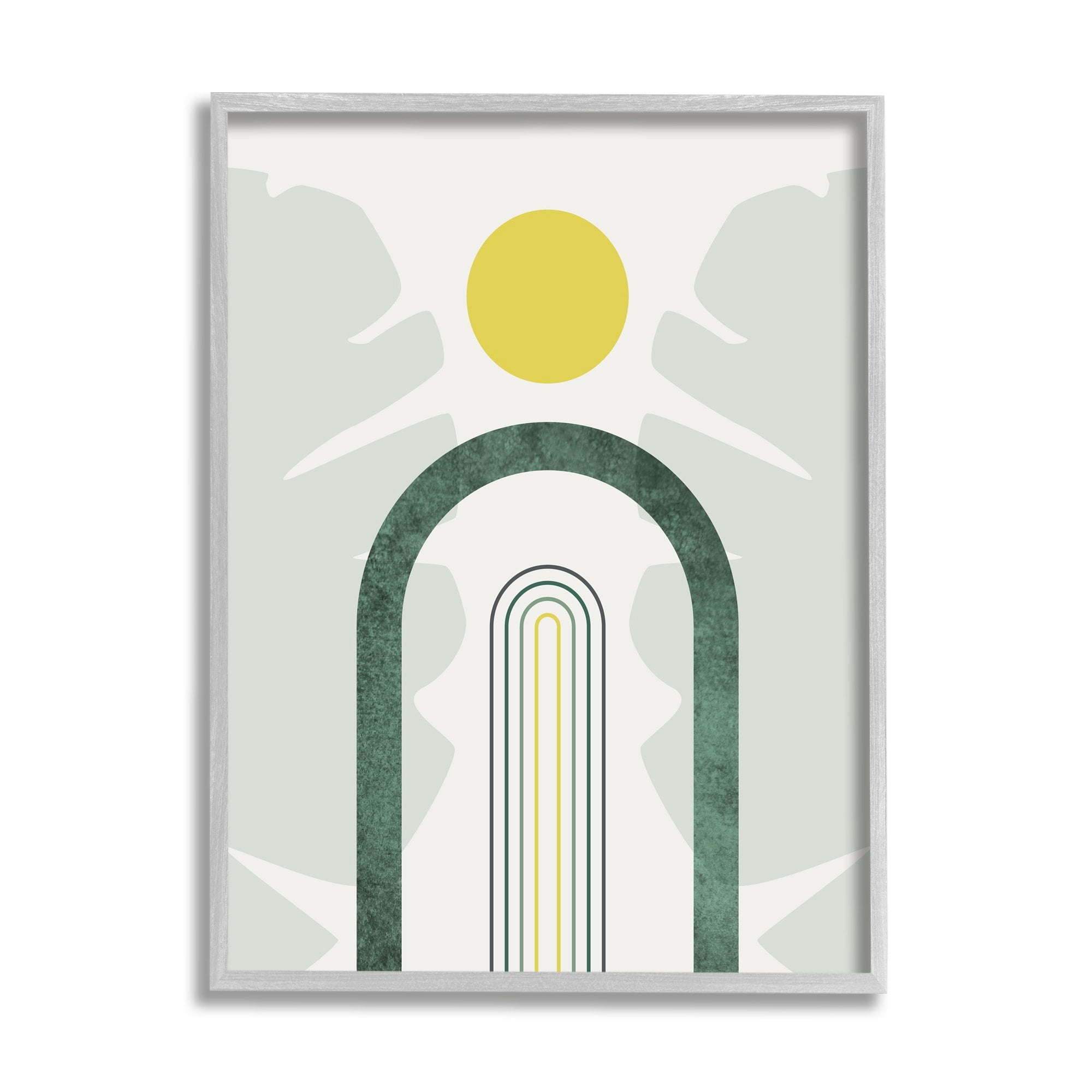 Stupell Industries Green Arches Tropical Abstraction Abstract Painting Gray Framed Art Print Wall Art