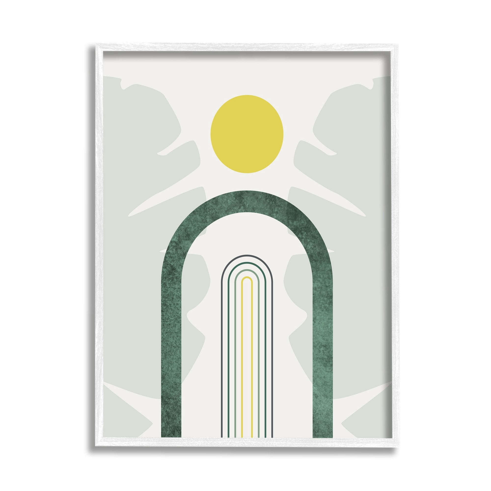 Stupell Industries Green Arches Tropical Abstraction Abstract Painting White Framed Art Print Wall Art