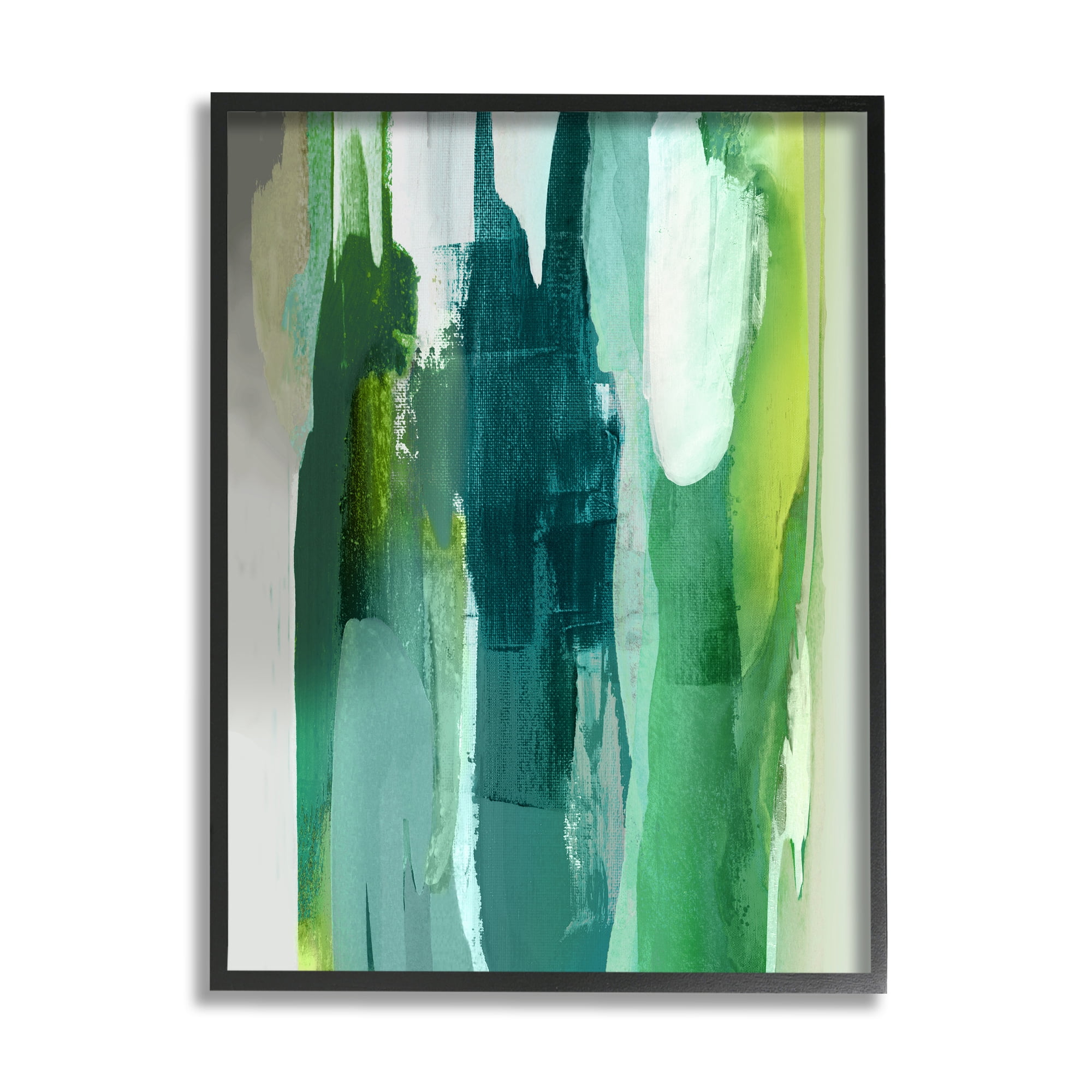 Stupell Industries Green Asymmetrical Abstract Abstract Painting Black Framed Art Print Wall Art, 11 x 14