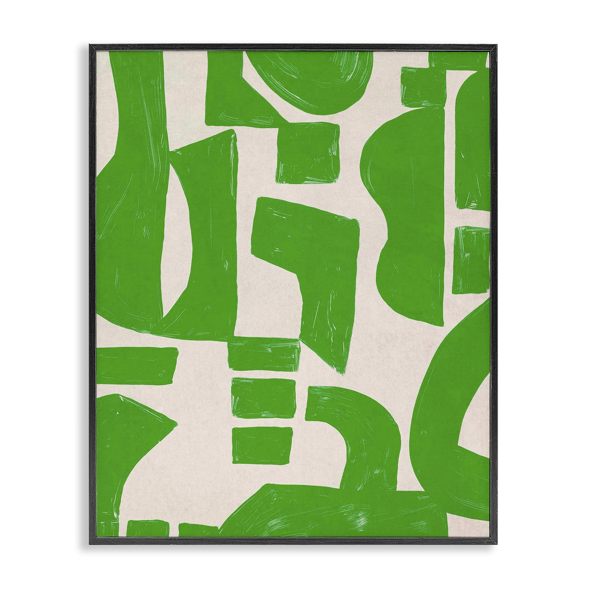 Stupell Industries Green Asymmetrical Shapes Abstract Painting Black Framed Art Print Wall Art, 11 x 14