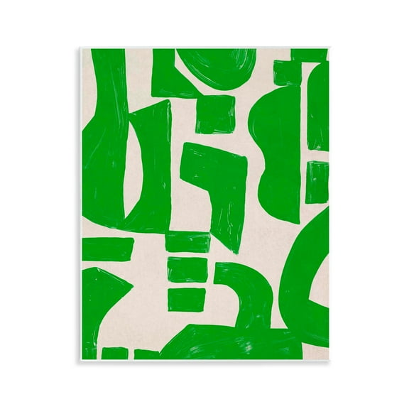 Stupell Industries Green Asymmetrical Shapes Abstract Painting Unframed Art Print Wall Art, 11 x 14