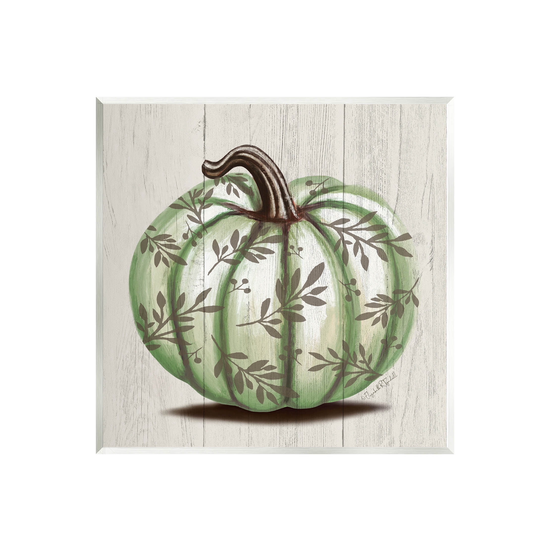 Stupell Industries Green Autumn Pumpkin Patterned Graphic Art Unframed Art Print Wall Art, Design by Elizabeth Tyndall
