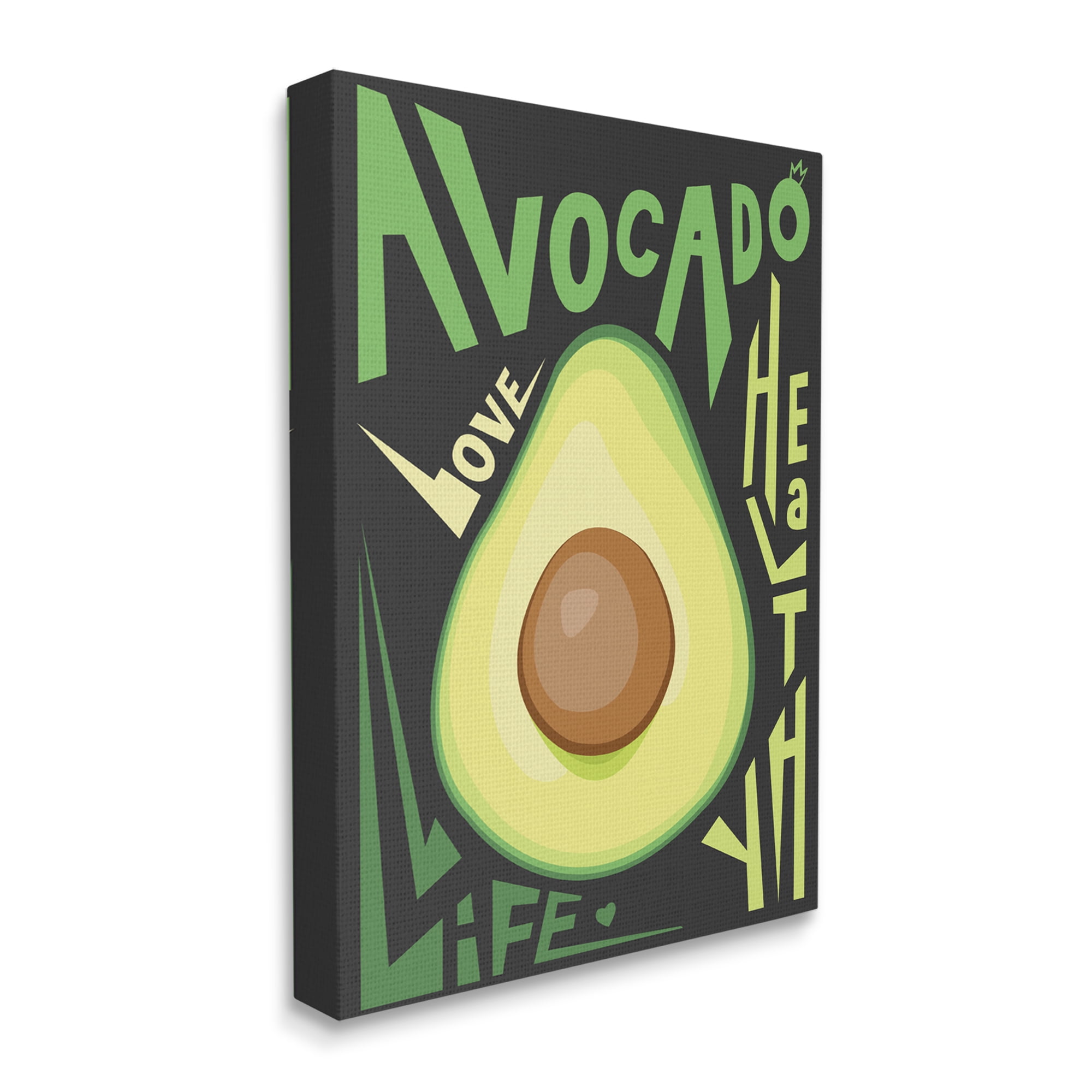 Stupell Industries Green Avocado Expressive Pop Healthy Love Phrases Food & Beverage Painting Gallery Wrapped Canvas Art Print Wall Art, 36 x 48
