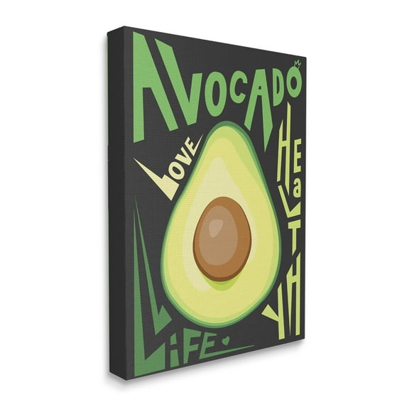 Stupell Industries Green Avocado Expressive Pop Healthy Love Phrases Food & Beverage Painting Gallery Wrapped Canvas Art Print Wall Art, 36 x 48