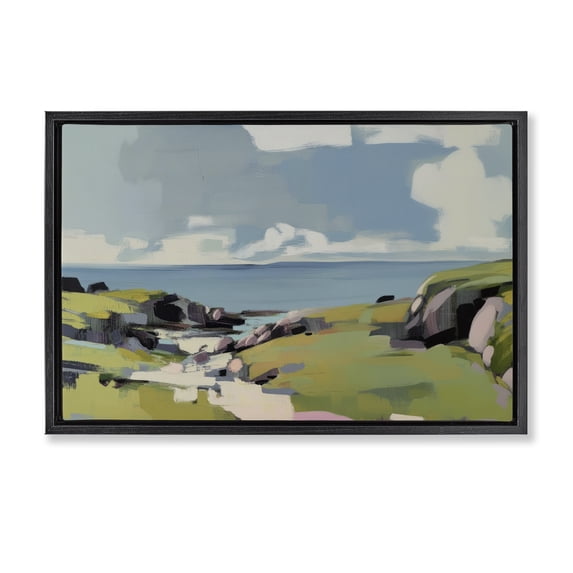 Stupell Industries Coastal Green Bay Breeze Black Floating Frame Canvas Art, 25 x 17, by Elara Yasna
