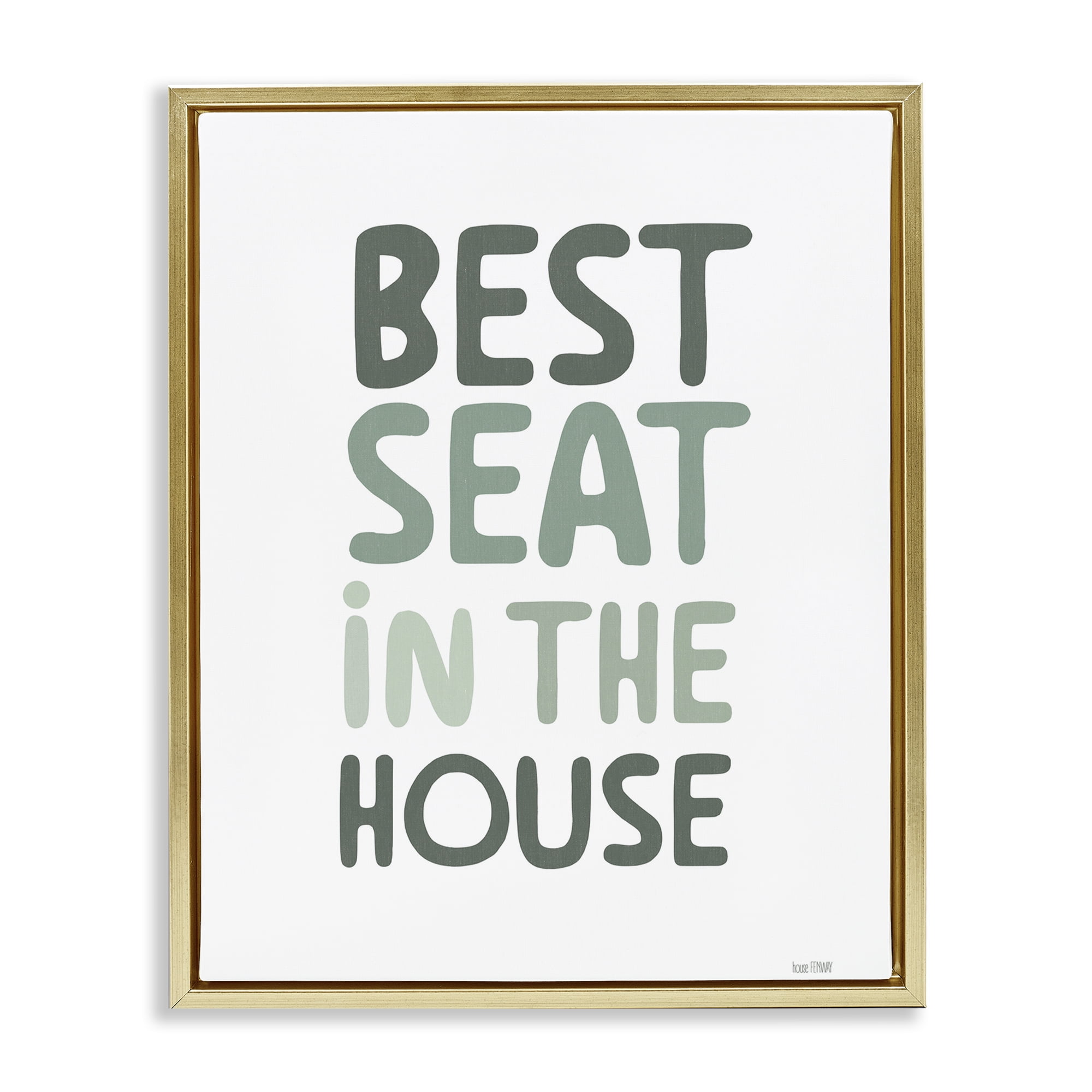 Stupell Industries Green Best Seat in House Gold Framed Floater Canvas Wall Art, design by House Fenway