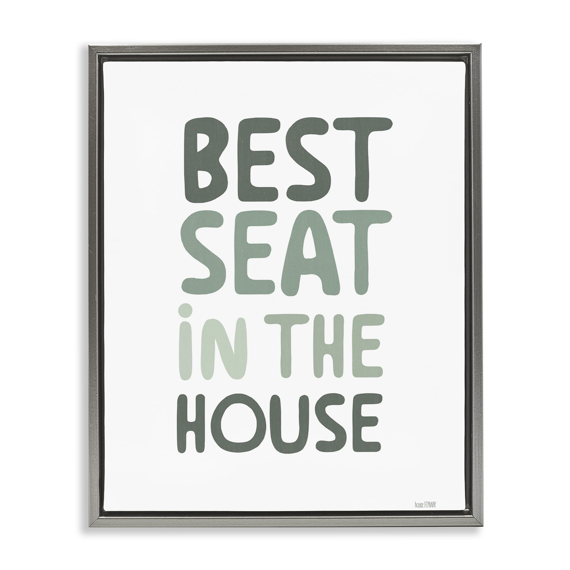 Stupell Industries Green Best Seat in House Gray Framed Floater Canvas Wall Art, design by House Fenway