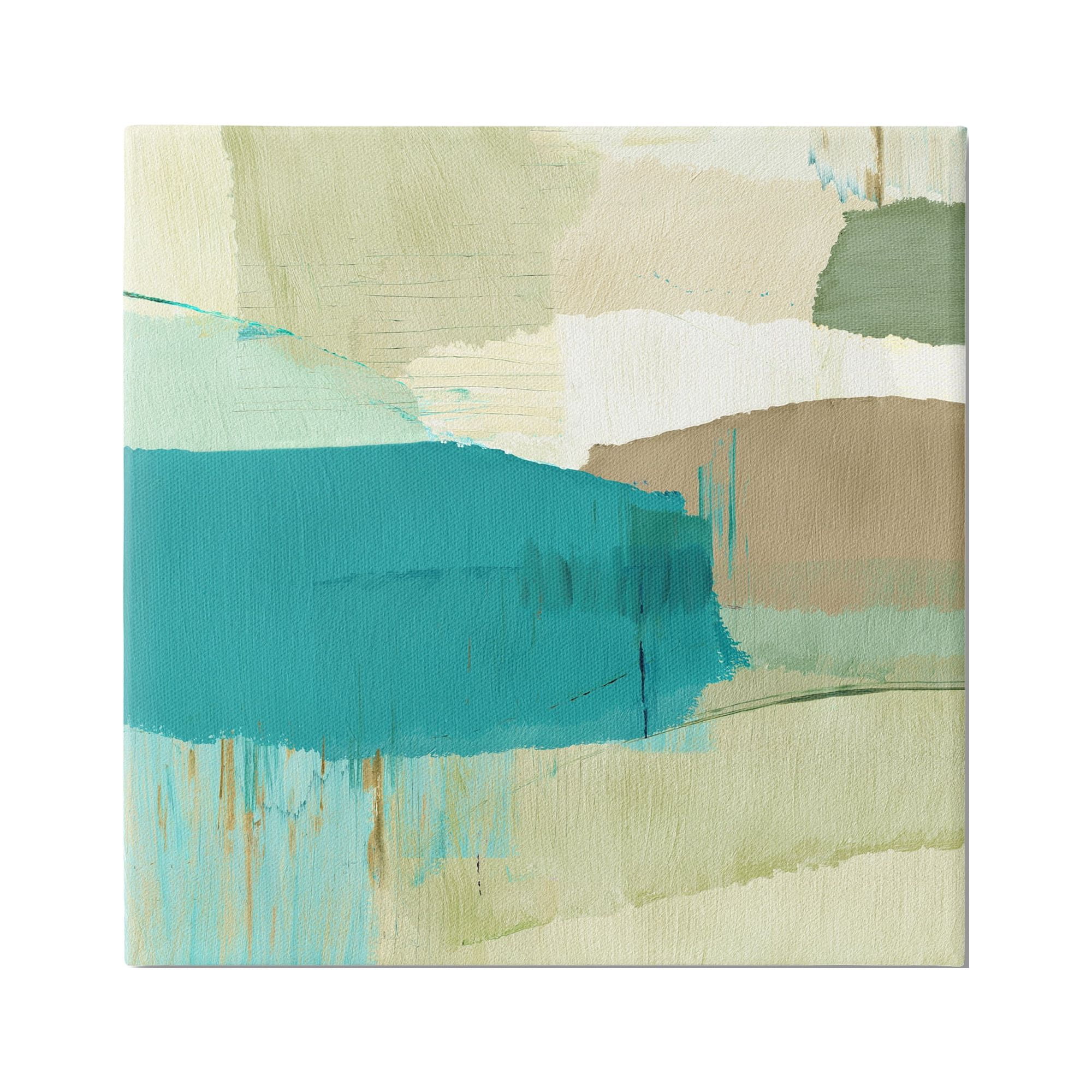 Stupell Industries Green & Blue Abstraction Abstract Painting Gallery Wrapped Canvas Art Print Wall Art, 36 x 36