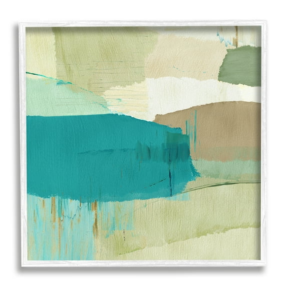 Stupell Industries Green & Blue Abstraction Abstract Painting White Framed Art Print Wall Art, 24 x 24