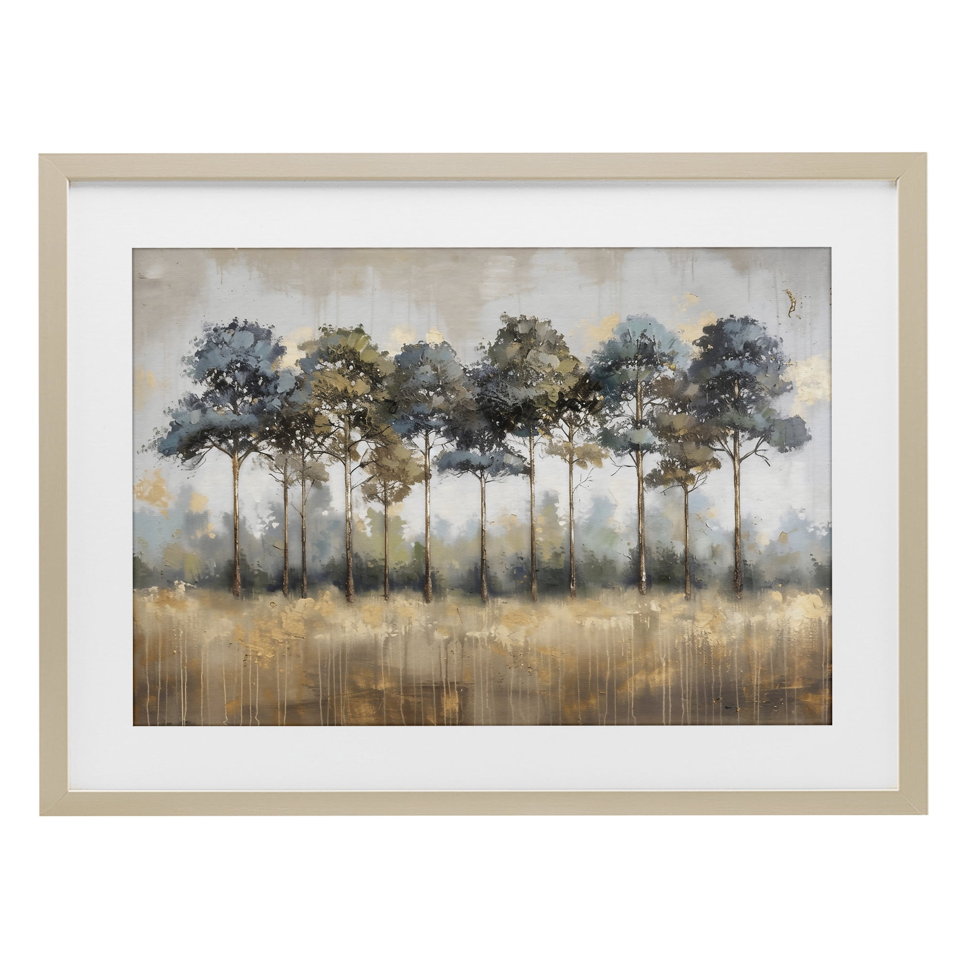 Stupell Industries Green & Blue Forest Grove Birch Framed Print Under Glass, design by Creative Studio