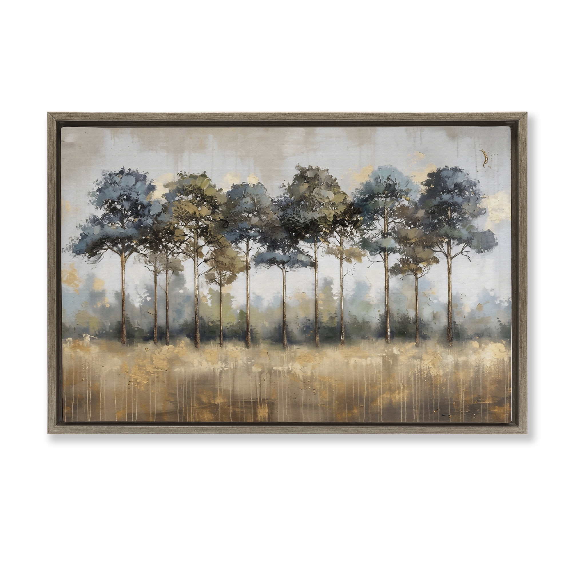 Stupell Industries Green & Blue Forest Grove Brown Framed Floater Canvas Wall Art, design by Creative Studio