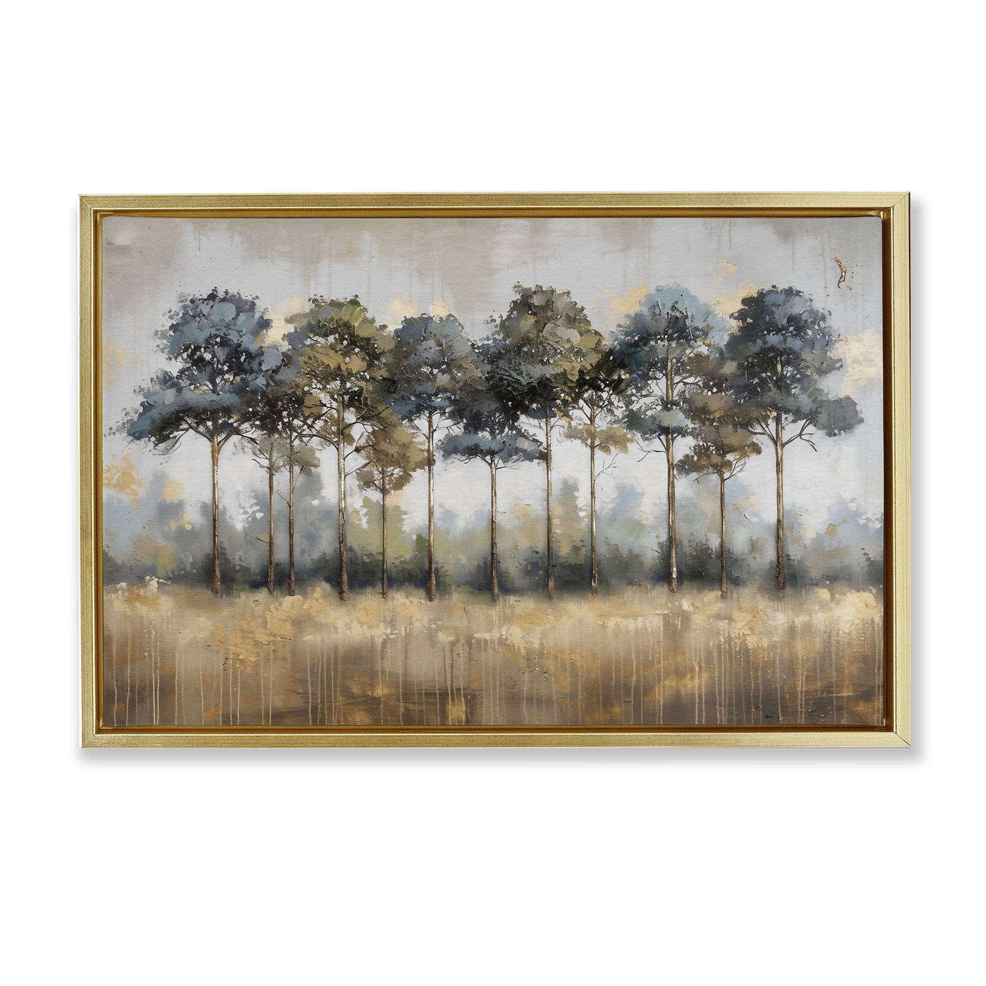 Stupell Industries Green & Blue Forest Grove Gold Framed Floater Canvas Wall Art, design by Creative Studio
