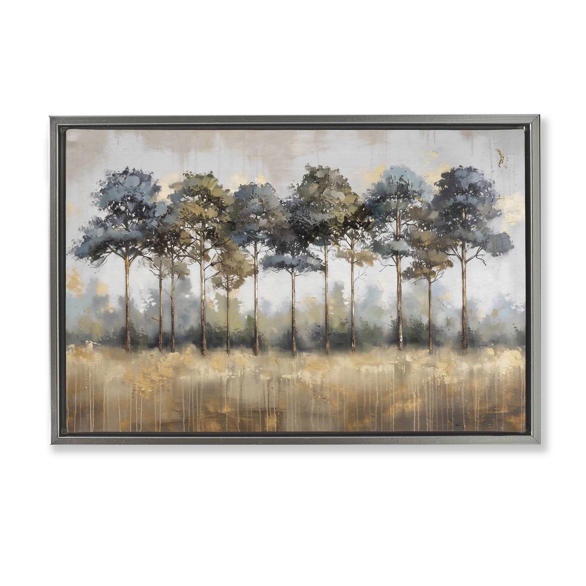 Stupell Industries Green & Blue Forest Grove Gray Framed Floater Canvas Wall Art, design by Creative Studio