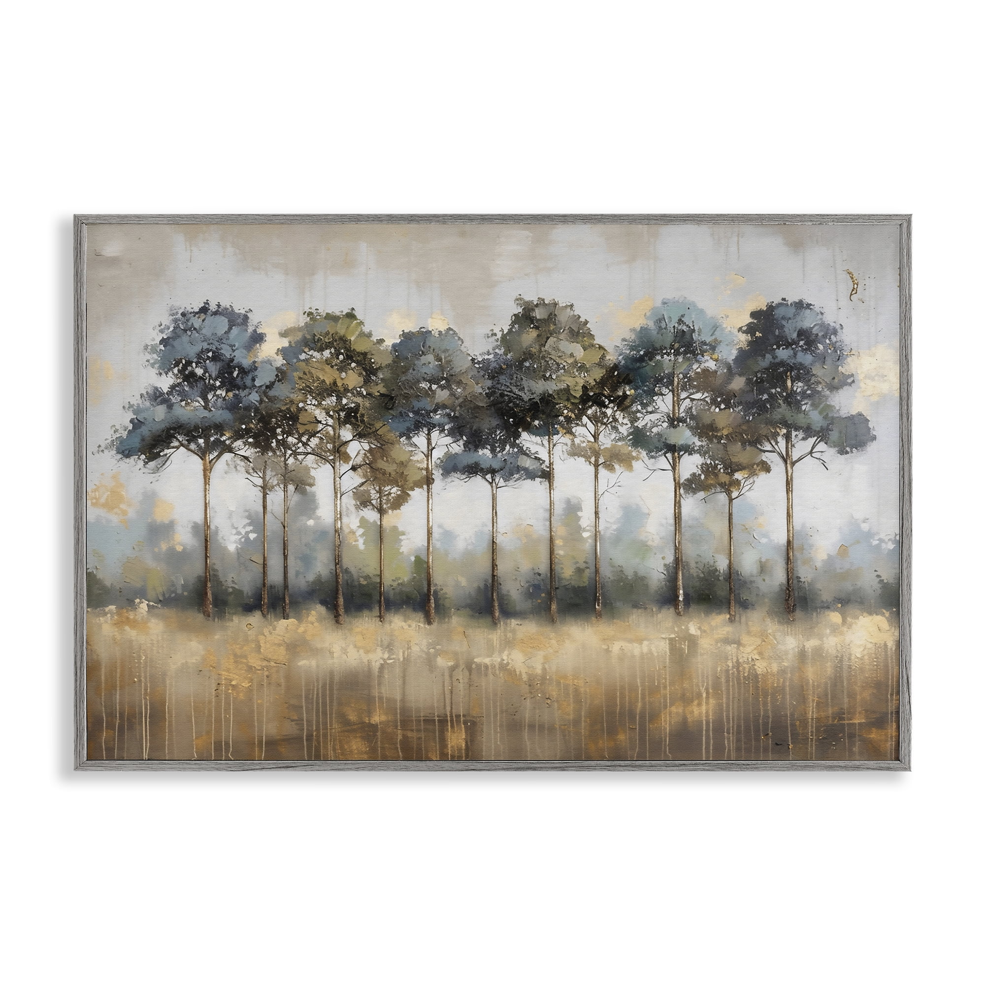 Stupell Industries Green & Blue Forest Grove Gray Framed Giclee Art, design by Creative Studio